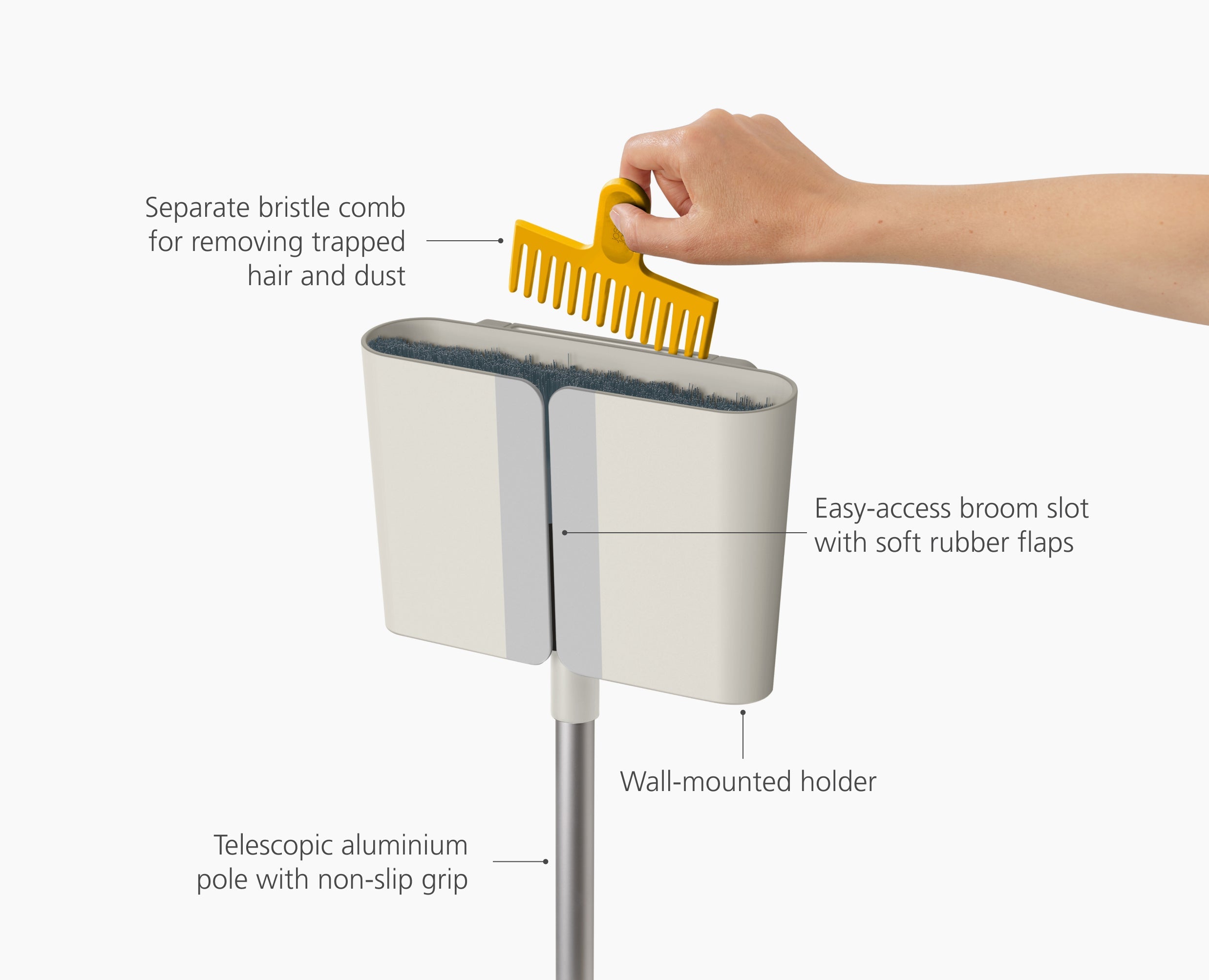 joseph-joseph-cleantech-wall-mounted-broom-with-telescopic-handle-and-dust-shiel image 6