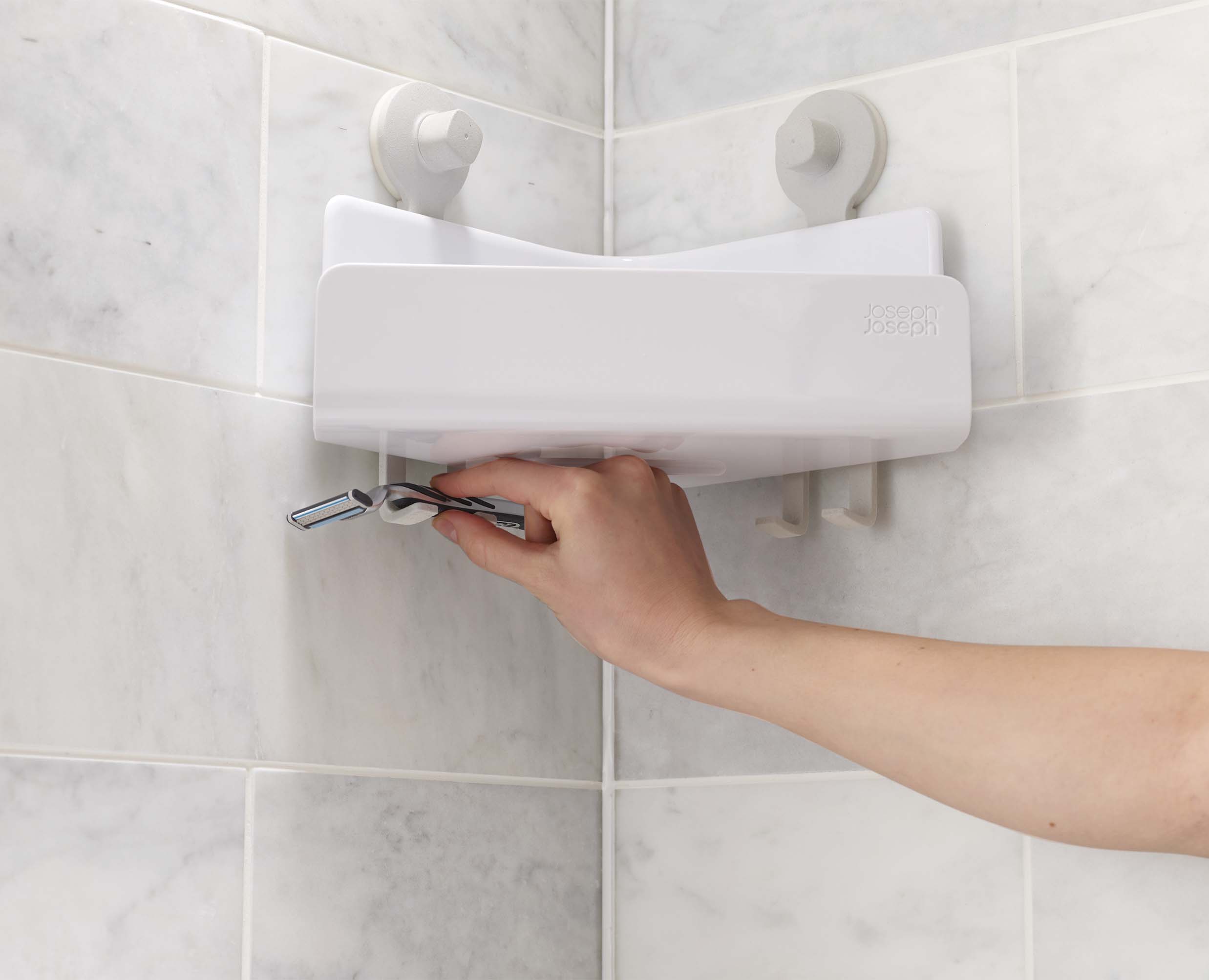 joseph-joseph-easystore-2-piece-white-corner-shower-shelf-set image 5