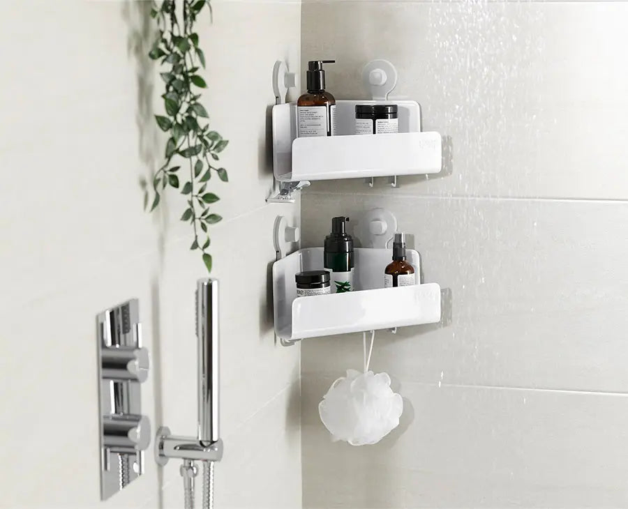 joseph-joseph-easystore-2-piece-white-corner-shower-shelf-set image 2
