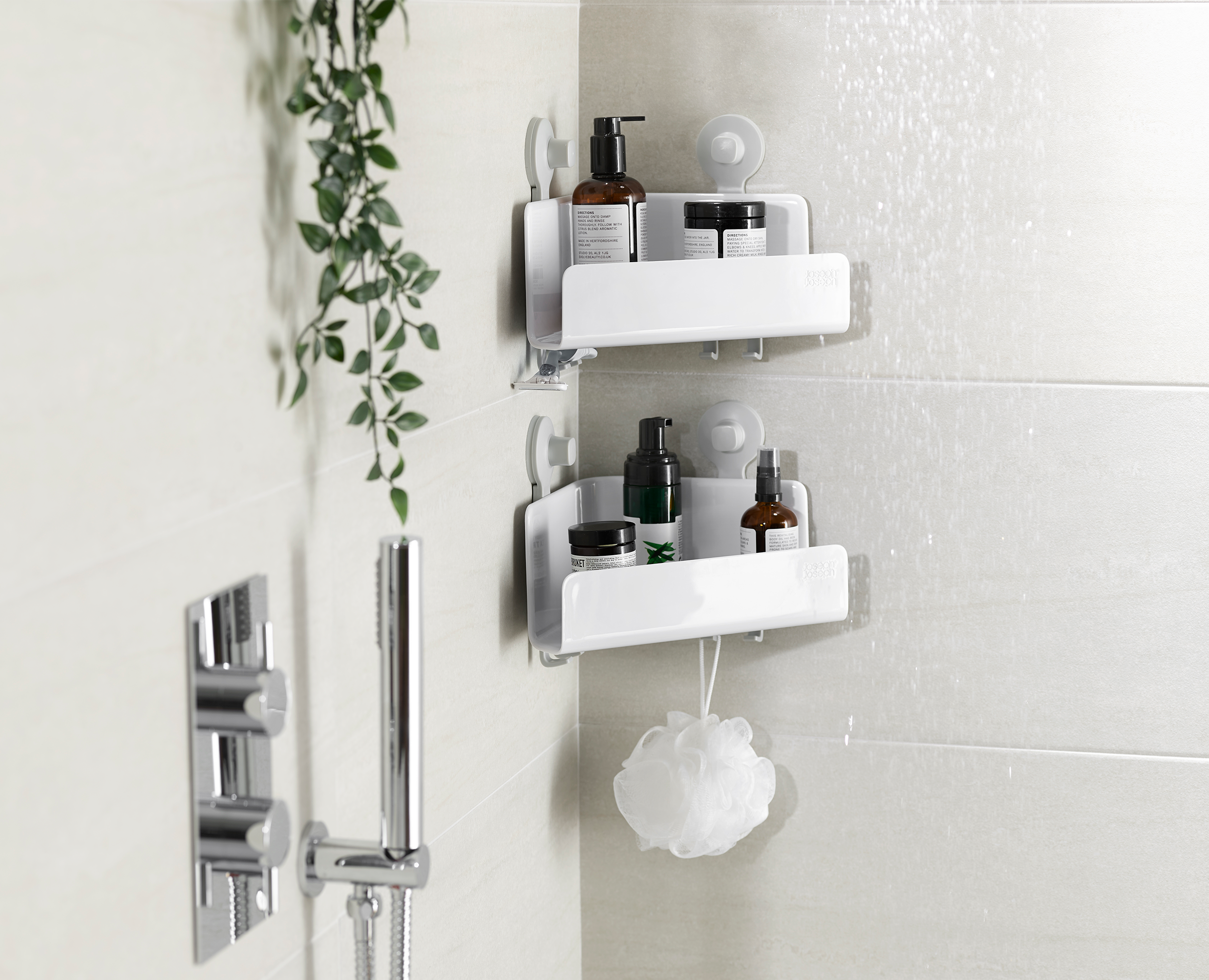 joseph-joseph-easystore-2-piece-white-corner-shower-shelf-set image 3