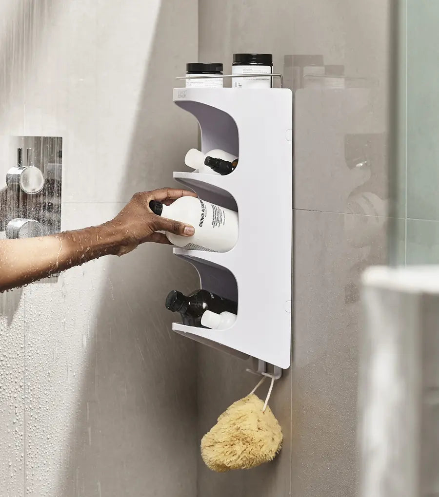 joseph-joseph-capsule-4-tier-white-shower-shelf-with-stainless-steel-rail-and-ho image 2