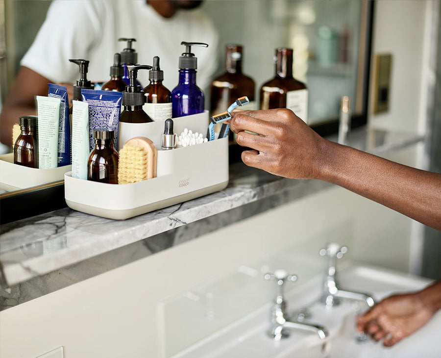 joseph-joseph-easystore-matt-ecru-bathroom-storage-caddy-compact-non-slip-base image 2