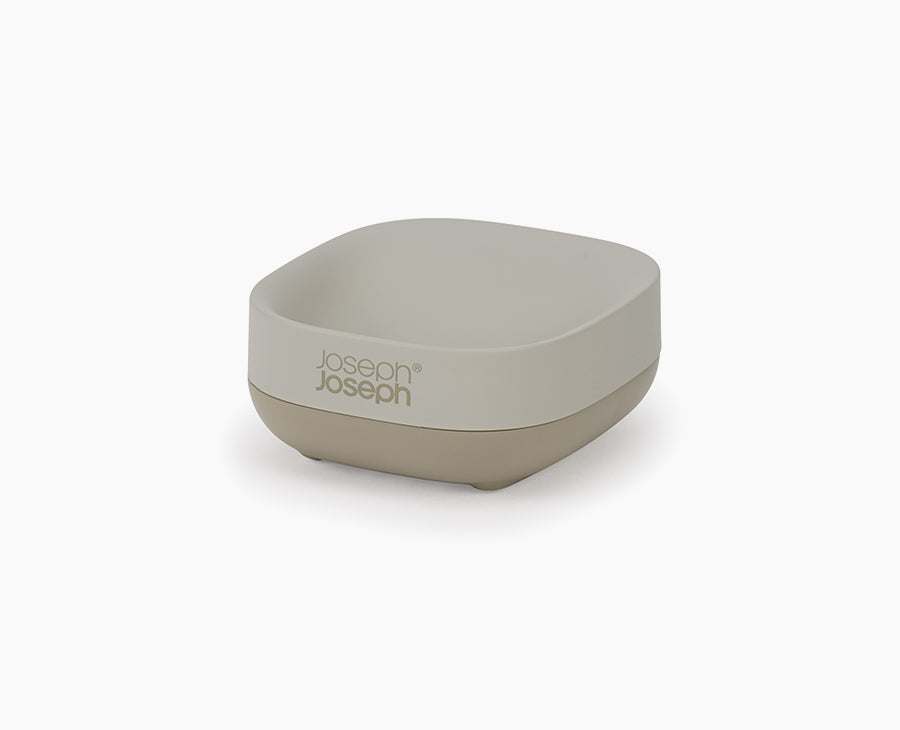joseph-joseph-slim-compact-matt-ecru-soap-dish-with-sloping-drainage-design image 1