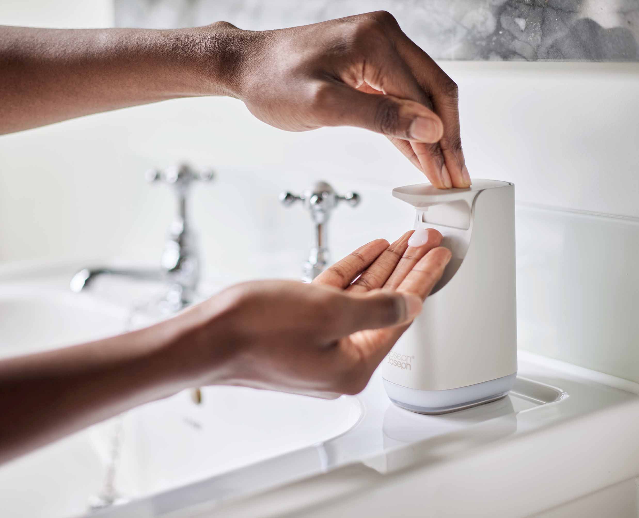 joseph-joseph-slim-matt-ecru-soap-pump-350ml-space-saving-dispenser image 3