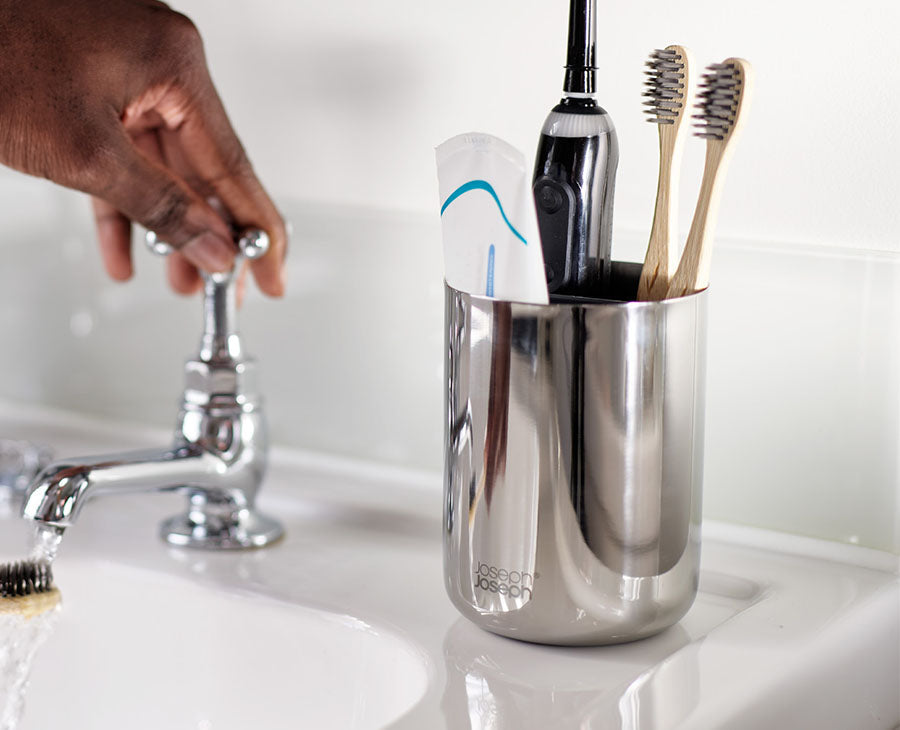 joseph-joseph-easystore-luxe-stainless-steel-toothbrush-caddy image 2