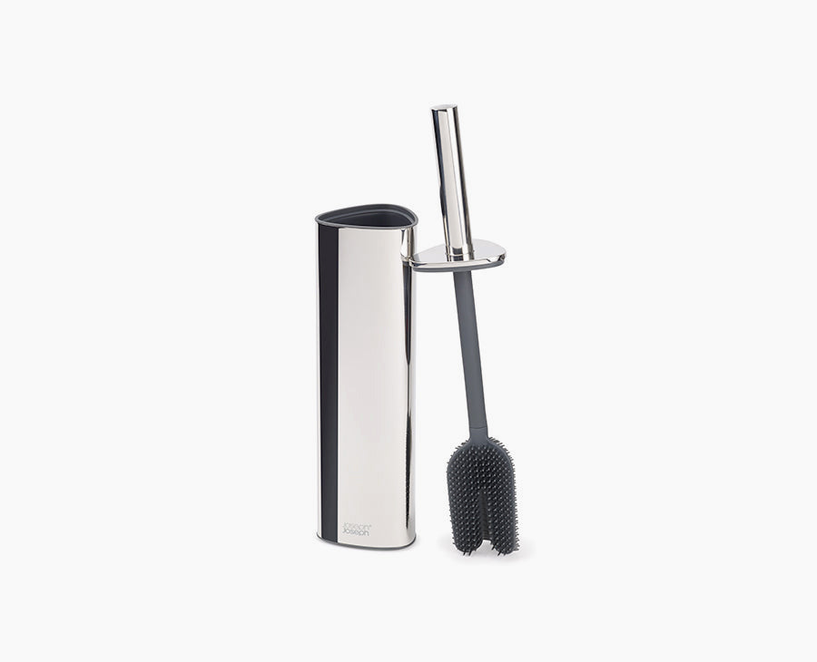 joseph-joseph-flex-360-luxe-toilet-brush-with-stainless-steel-finish-and-triple- image 1