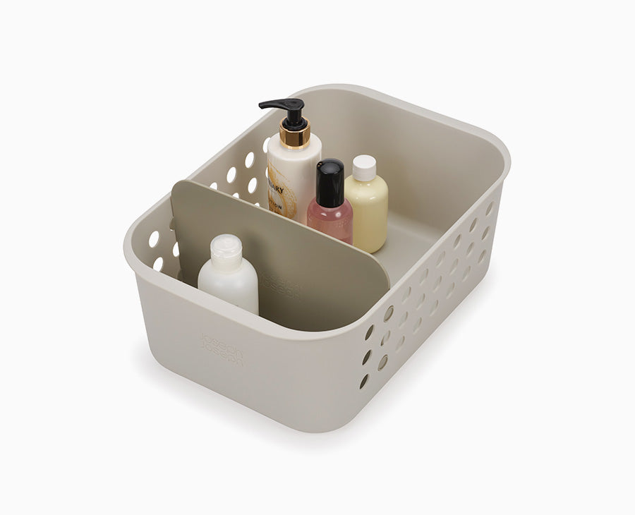 joseph-joseph-easystore-large-ecru-bathroom-storage-basket-organizer-with-divide image 1