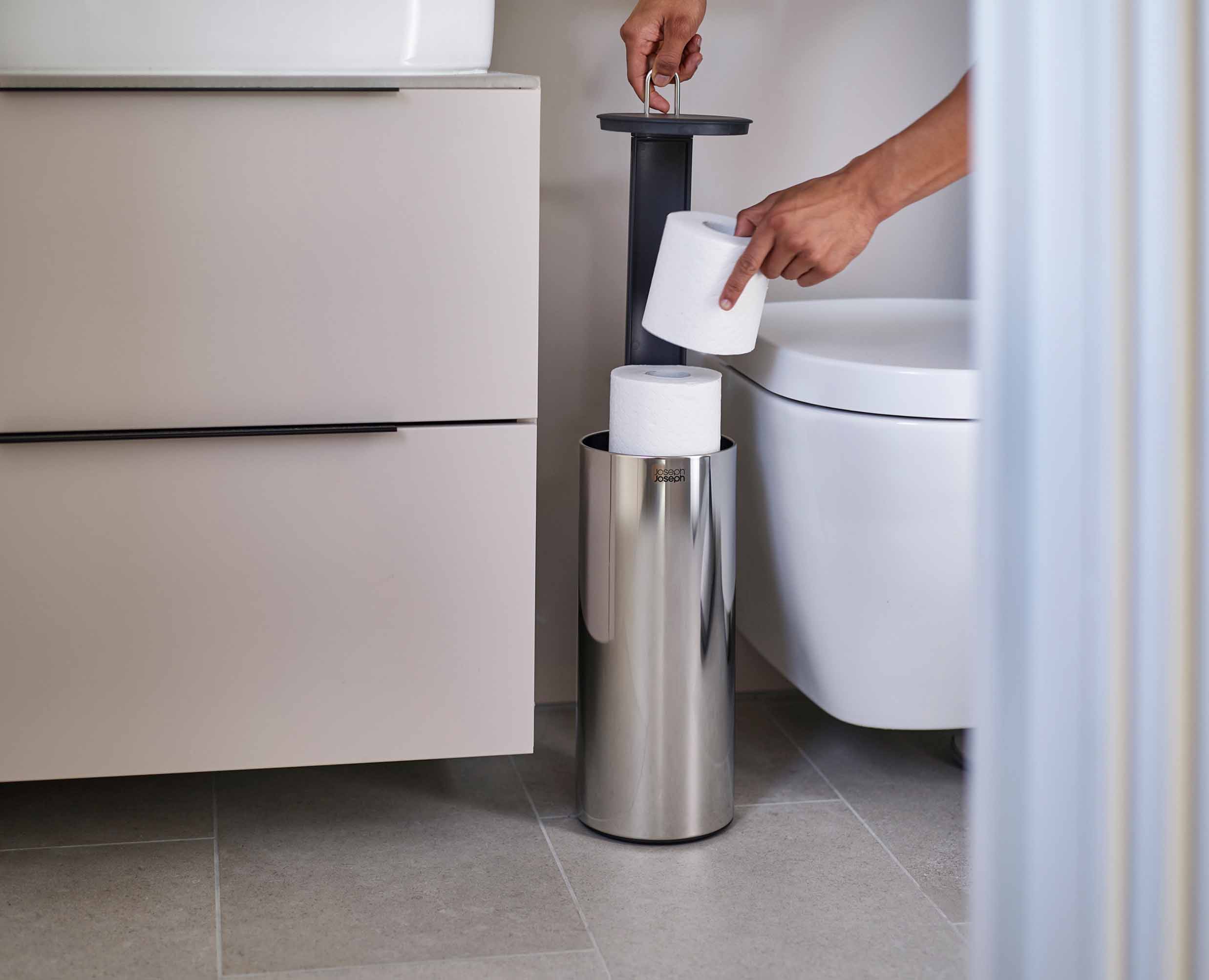 joseph-joseph-easystore-luxe-stainless-steel-concealed-toilet-roll-holder image 3