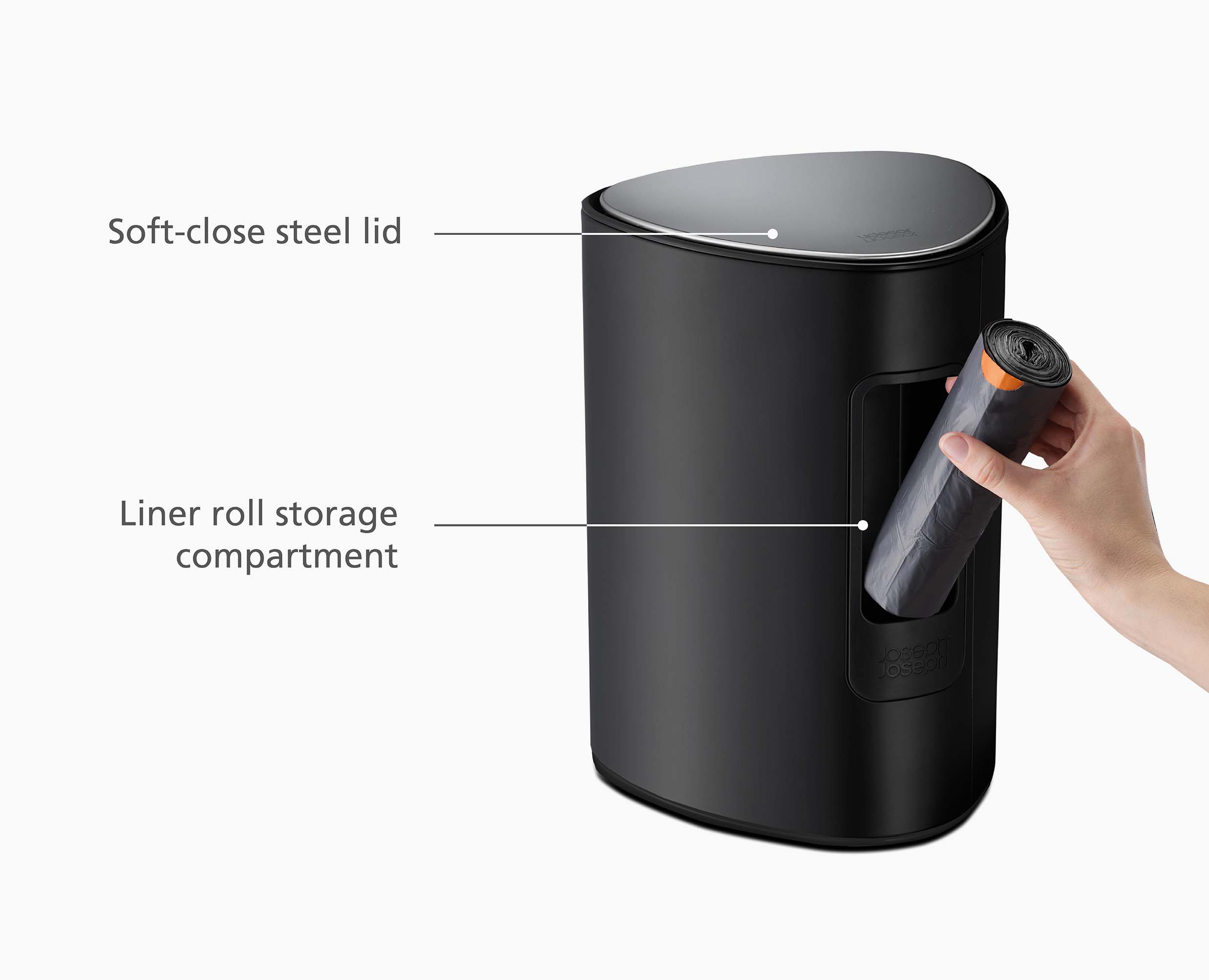 joseph-joseph-easystore-5l-matt-black-bathroom-pedal-bin image 6