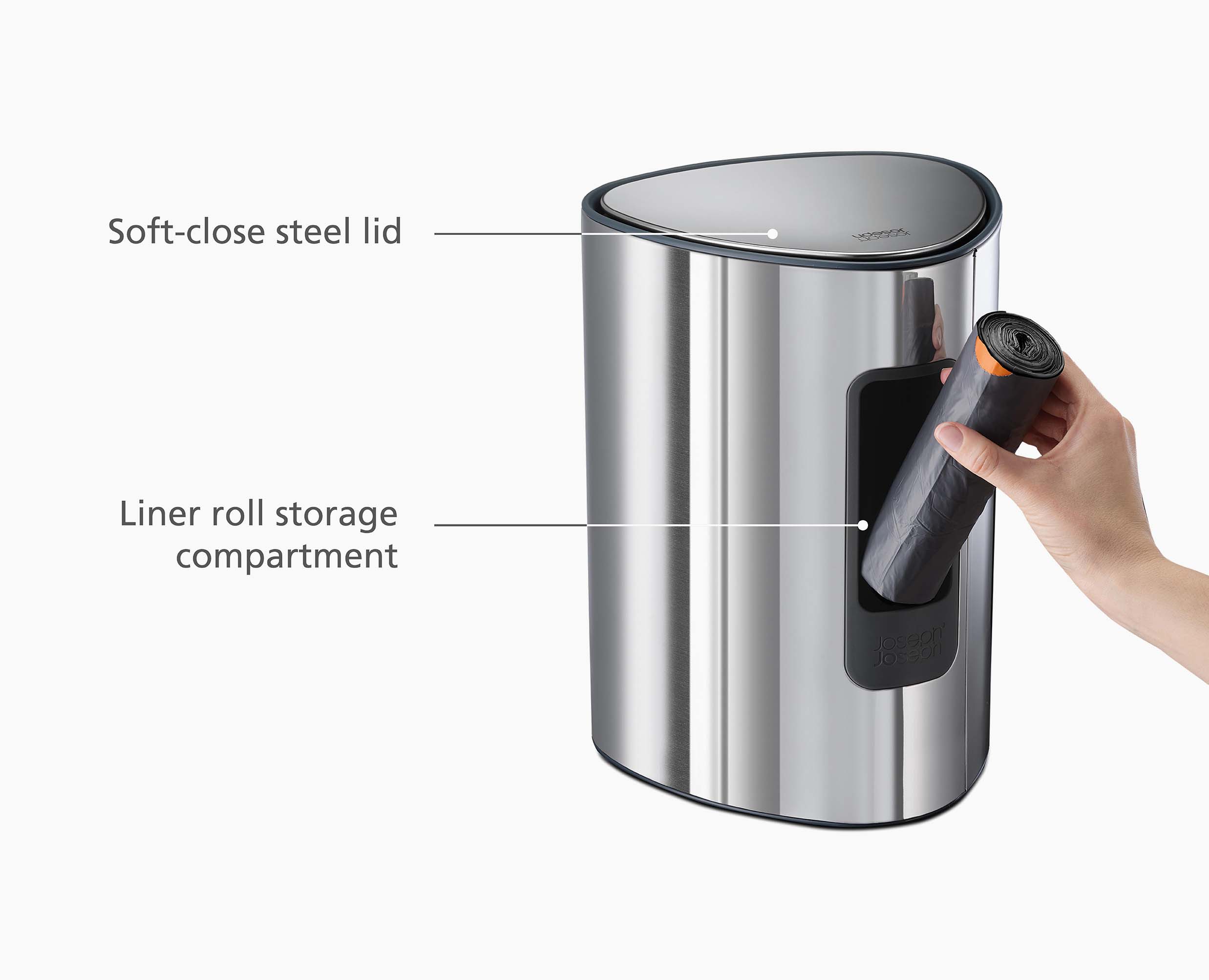 joseph-joseph-easystore-luxe-5l-stainless-steel-bathroom-pedal-bin-corner-design image 6