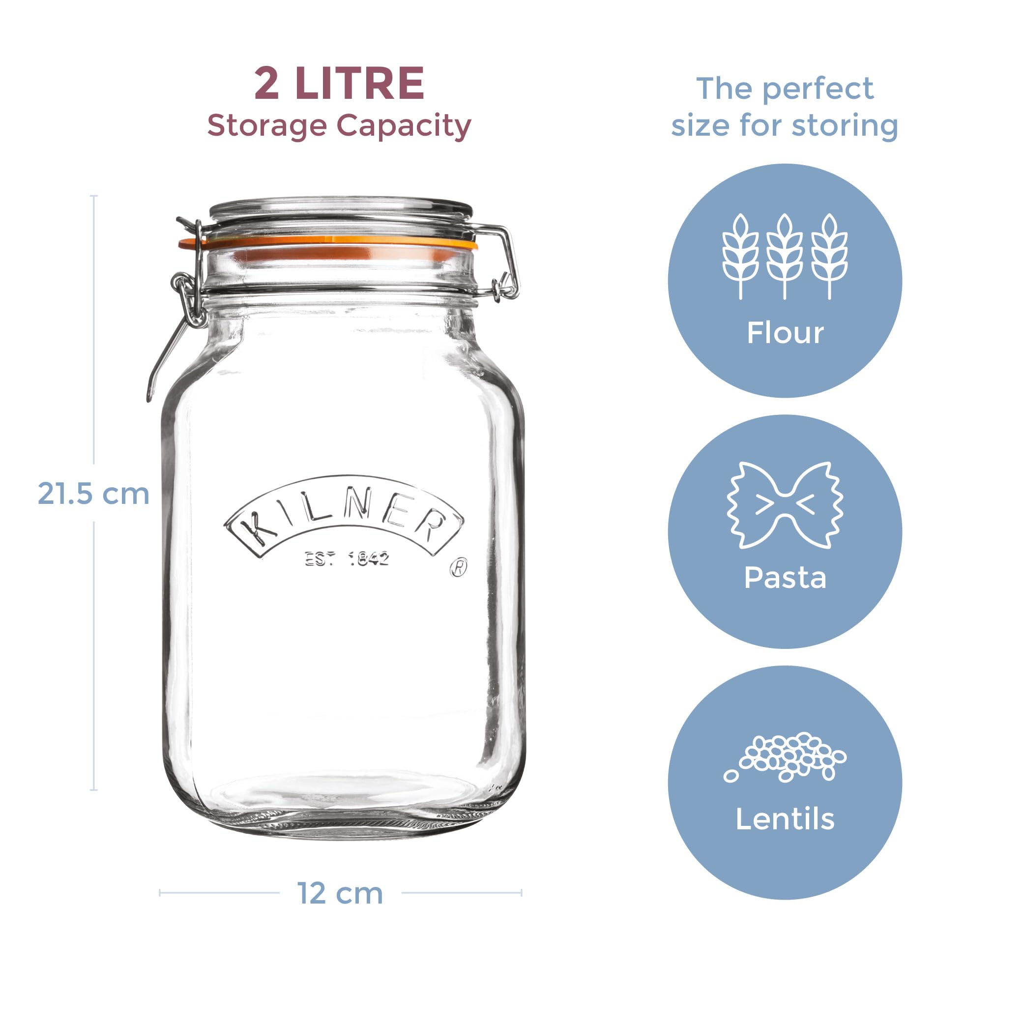 kilner-square-swing-top-glass-jar-2l-made-in-england-airtight-preserving-storage image 5