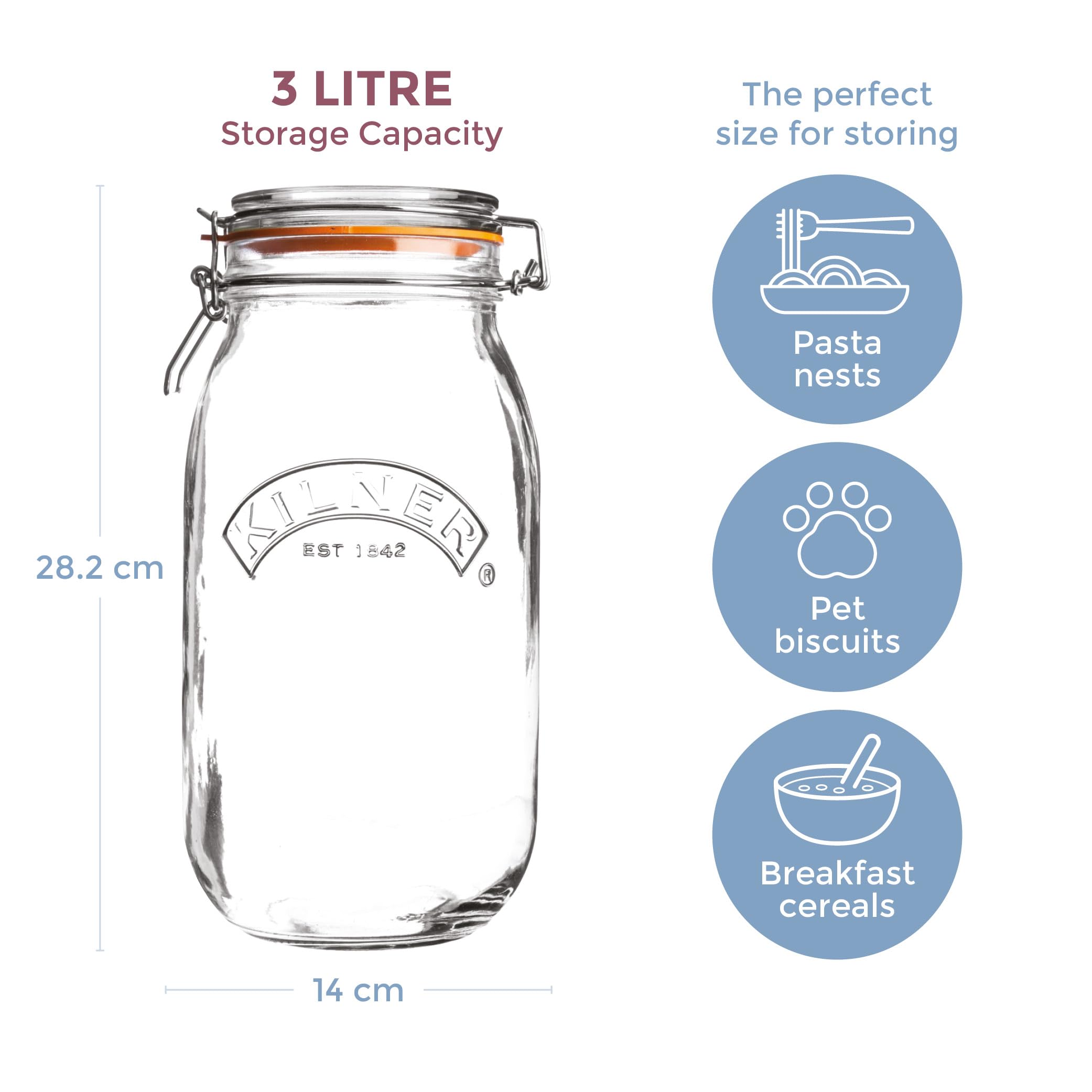 kilner-3l-swing-top-round-glass-jar-with-orange-rubber-seal image 5