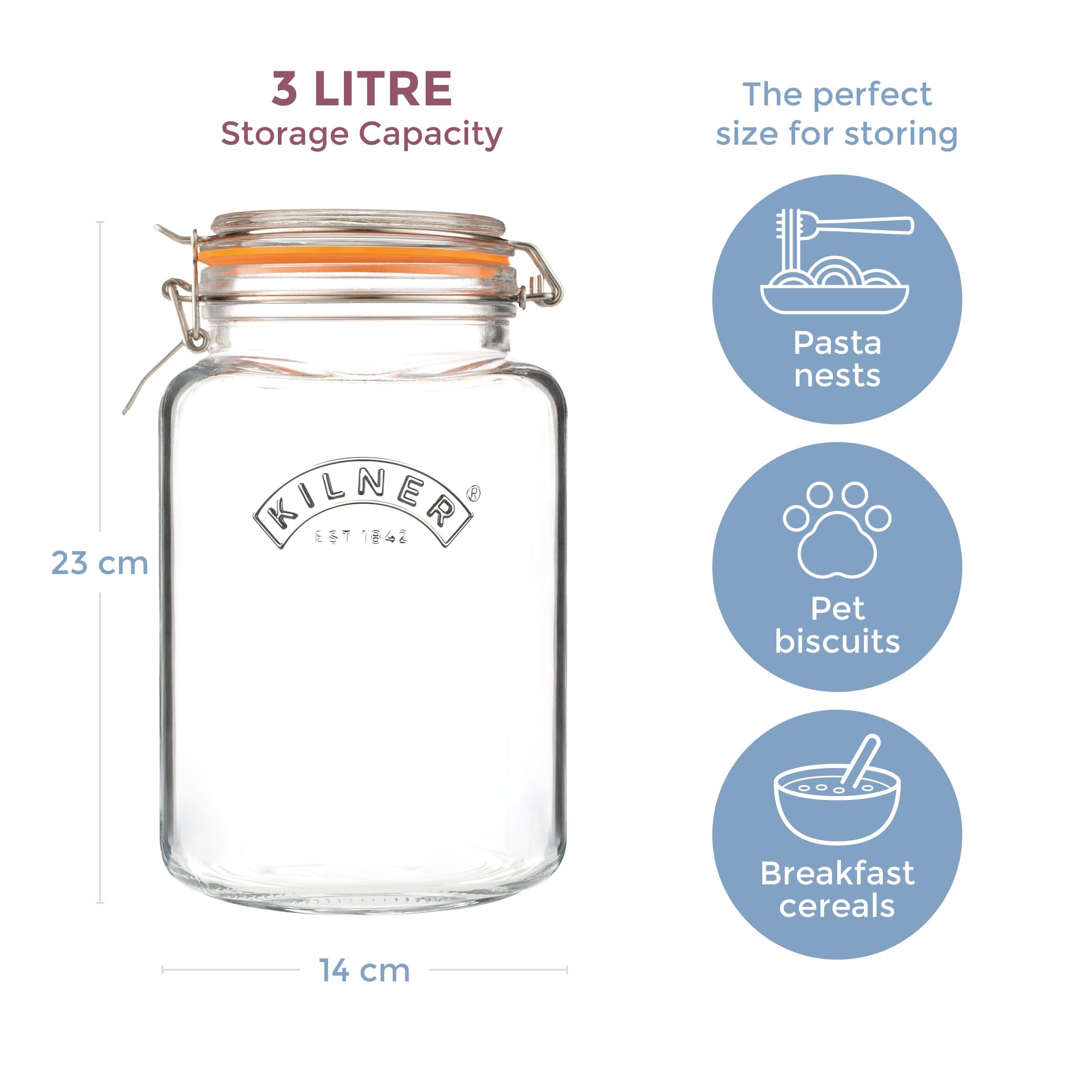 kilner-square-clip-top-jar-3l-airtight-glass-storage-for-preserving-pantry image 5