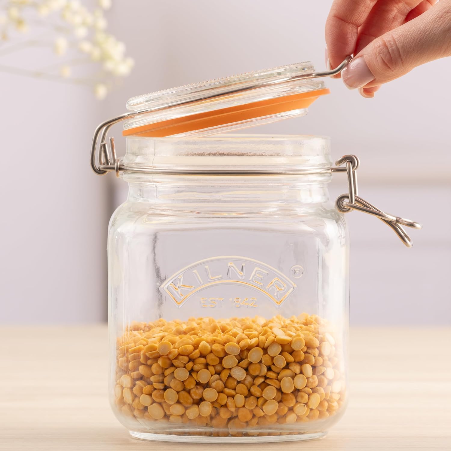 kilner-square-swing-top-glass-jar-1l-preserving-dry-storage-essential image 4