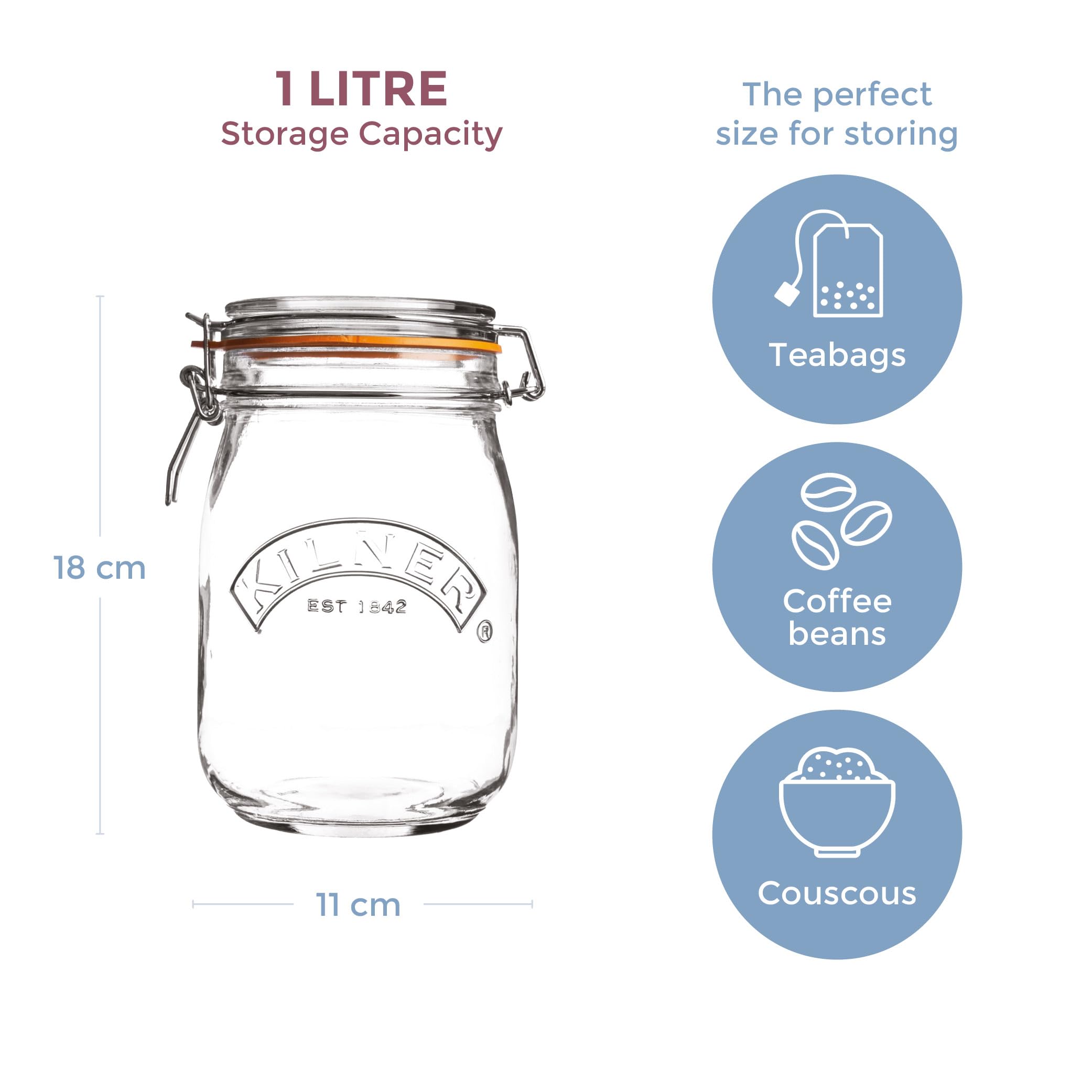 kilner-1l-round-swing-top-glass-jar-original-clip-top-storage-canning-jar image 5