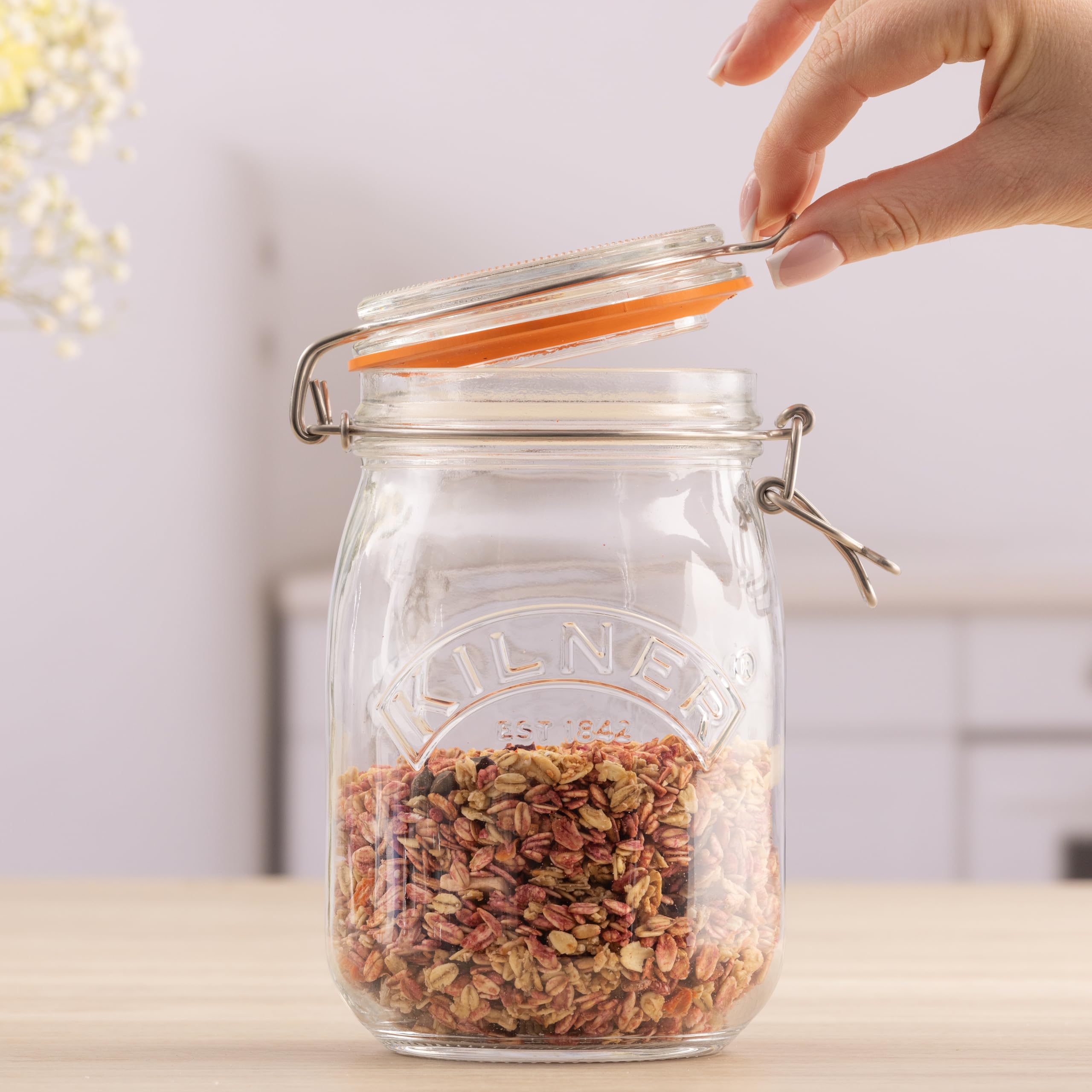 kilner-1l-round-swing-top-glass-jar-original-clip-top-storage-canning-jar image 3