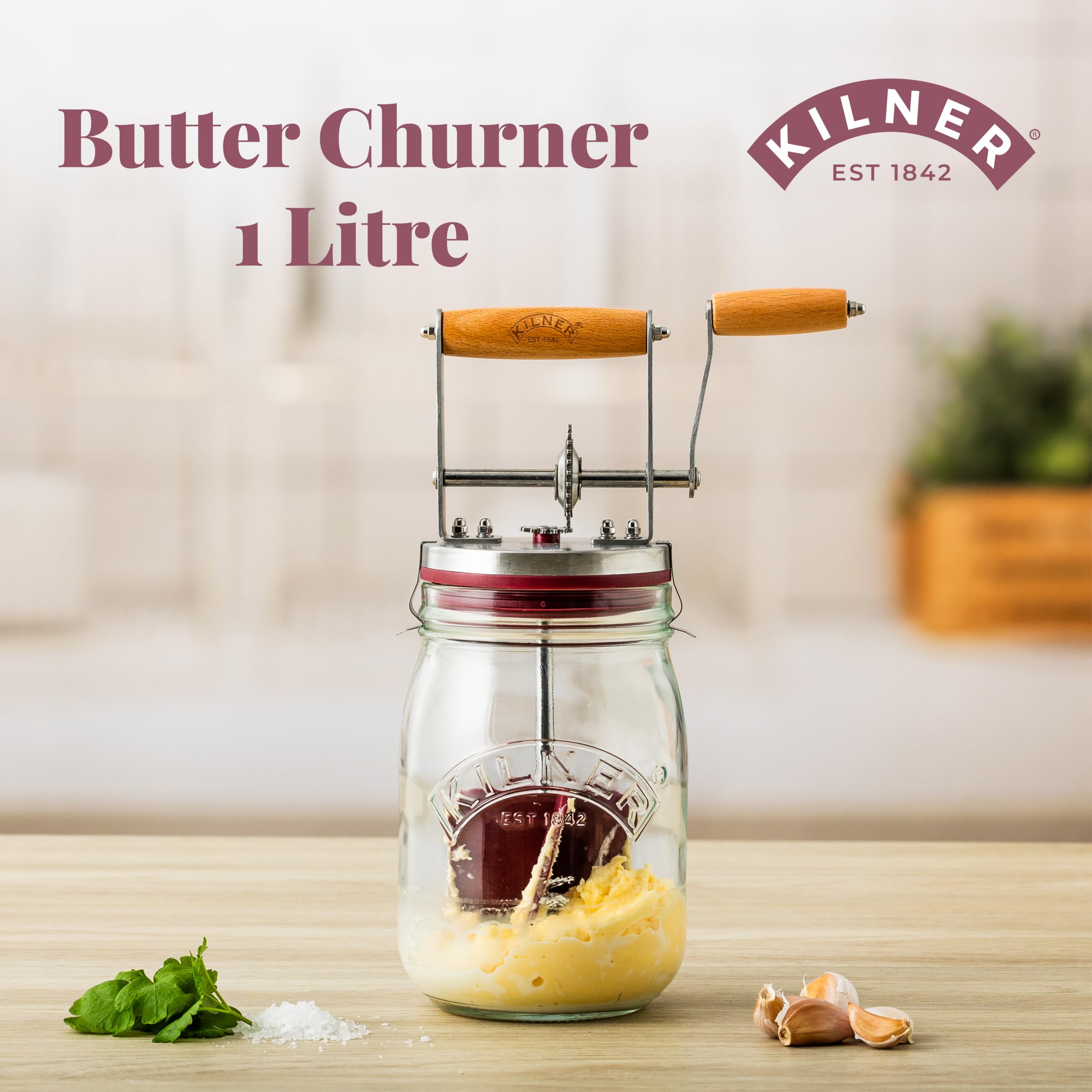 kilner-vintage-glass-butter-churn-34-fl-oz-capacity-makes-homemade-butter-in-10- image 2