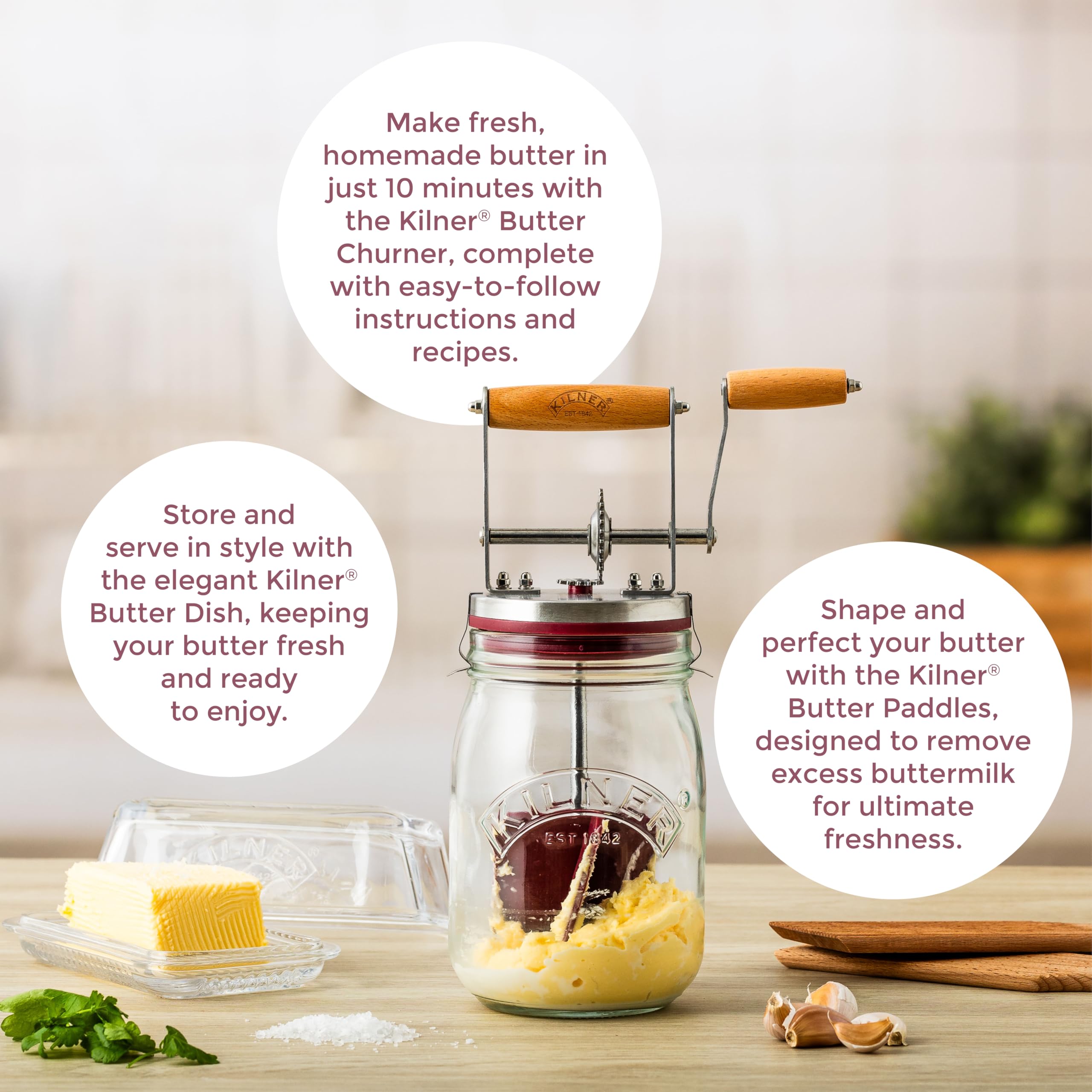 kilner-vintage-glass-butter-churn-34-fl-oz-capacity-makes-homemade-butter-in-10- image 4