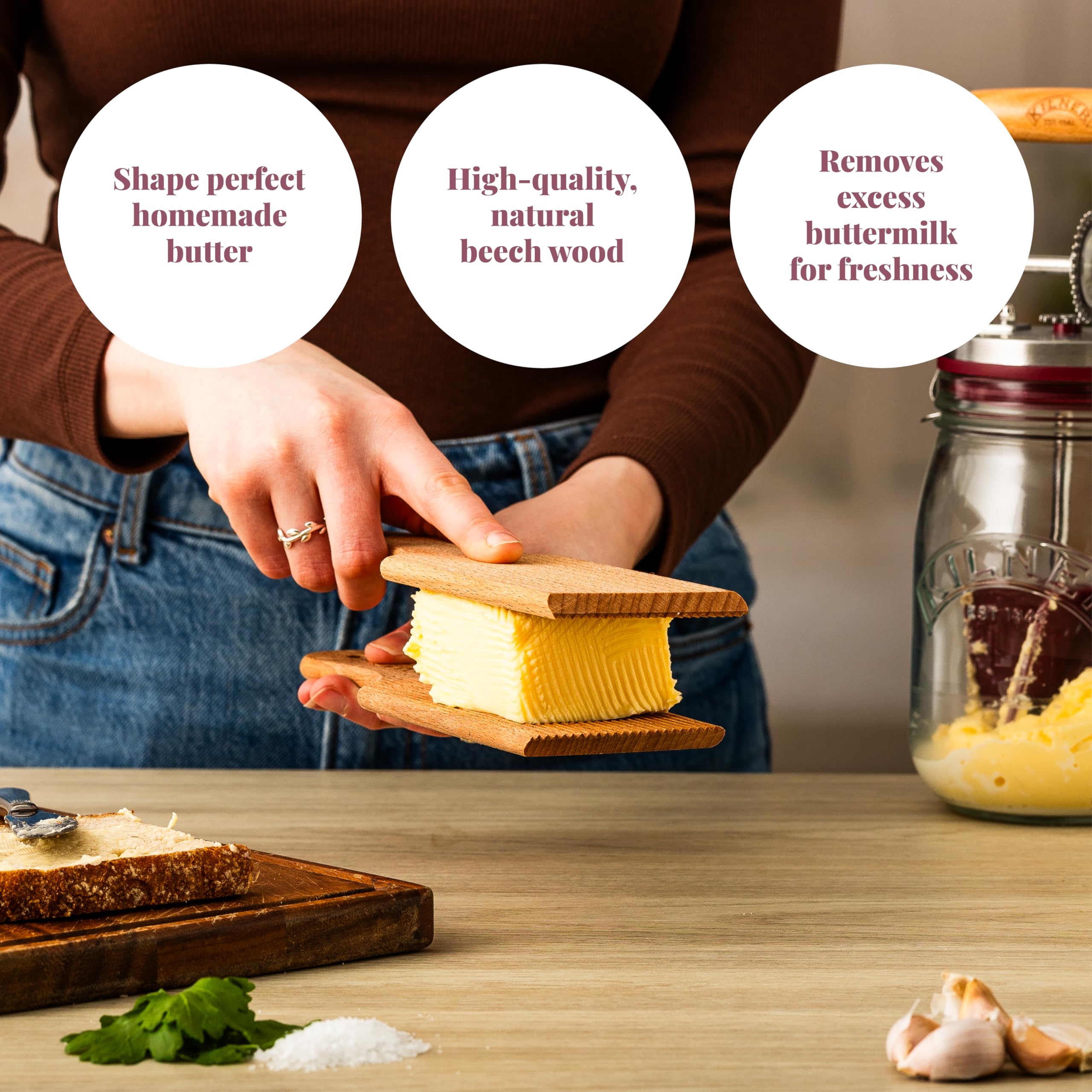 kilner-beech-wood-butter-paddles-set-of-2-natural-wood-for-perfect-butter-shapin image 5