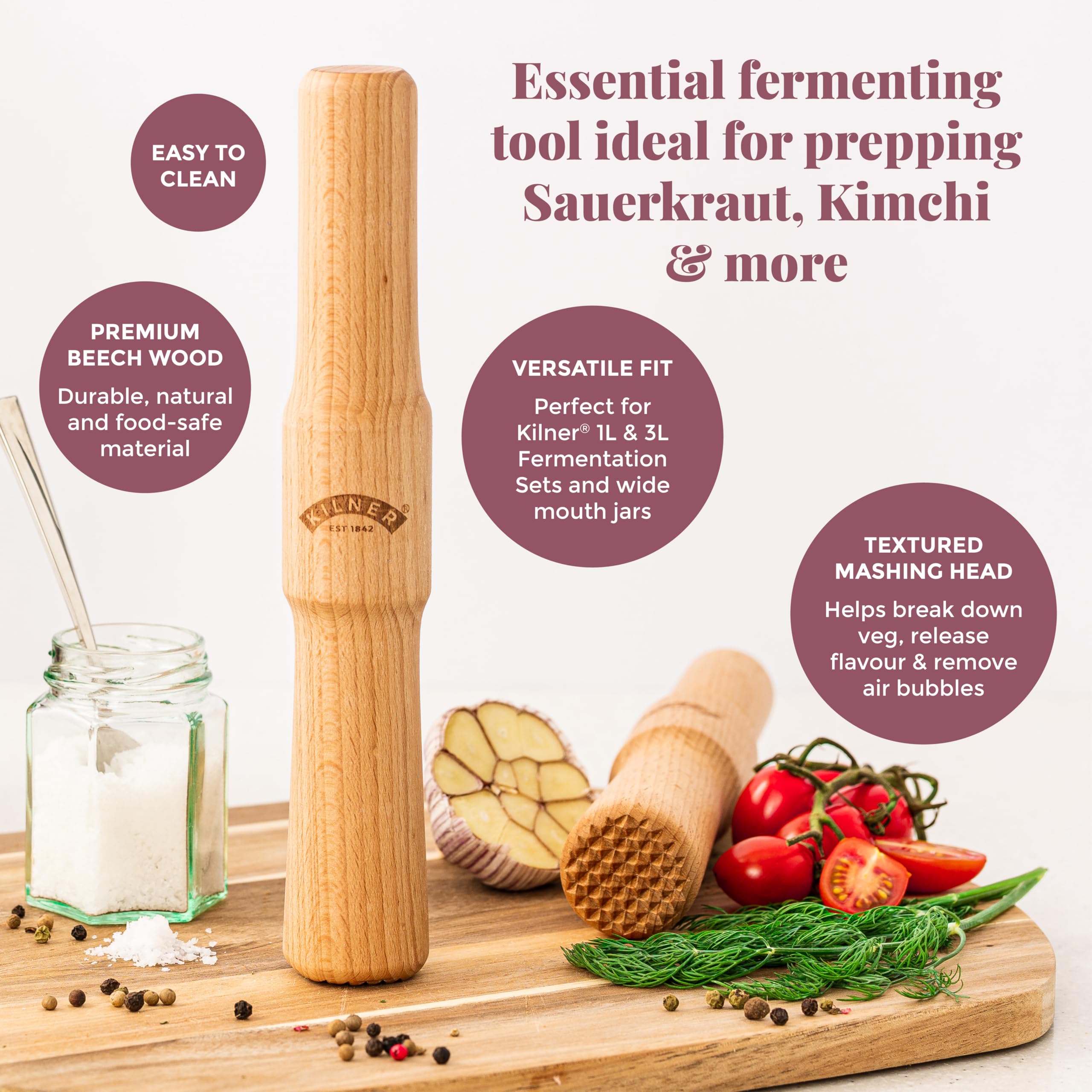 kilner-fermentation-packer-beech-wood-tool-textured-mashing-head-for-sauerkraut- image 4