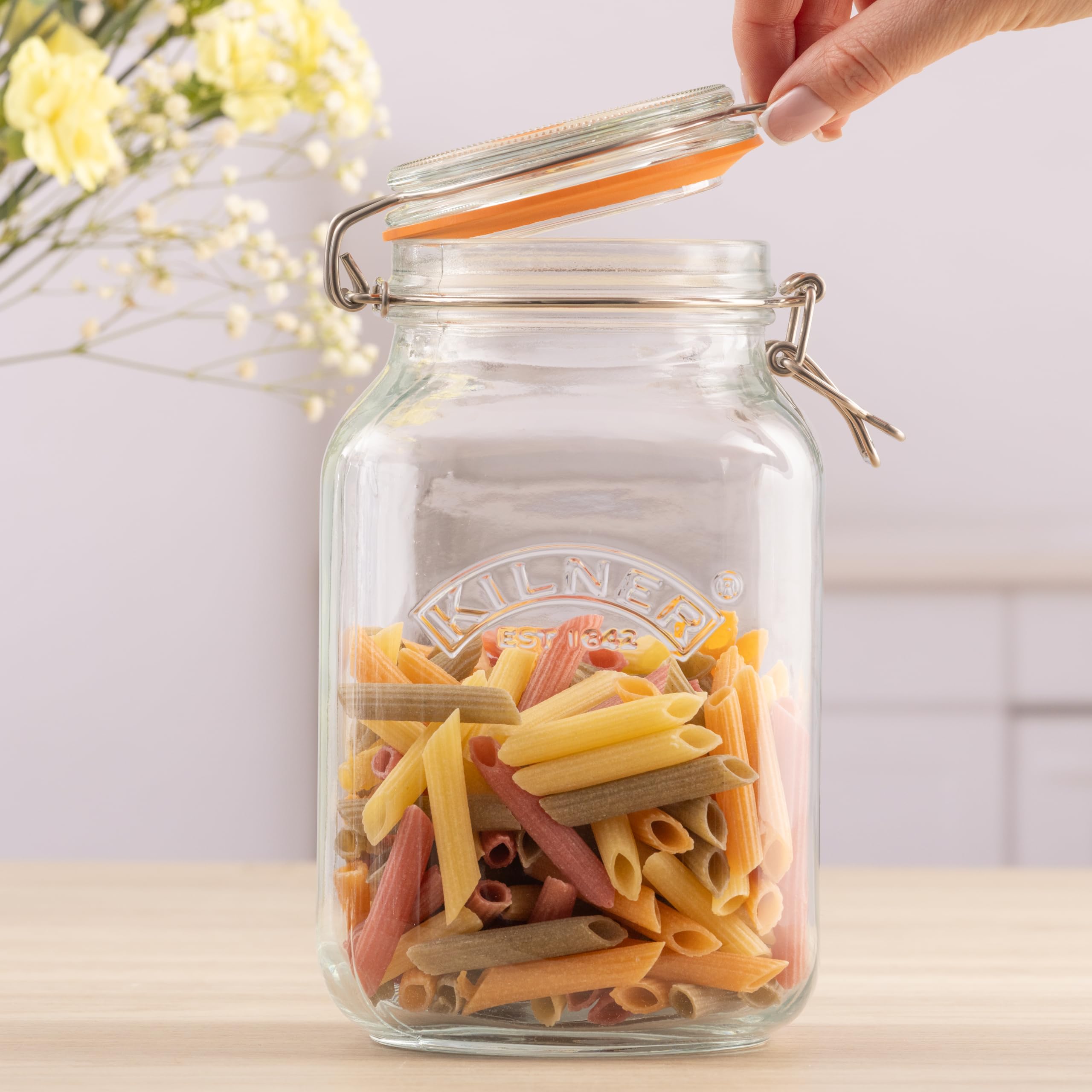 kilner-square-swing-top-glass-jar-2l-made-in-england-airtight-preserving-storage image 3