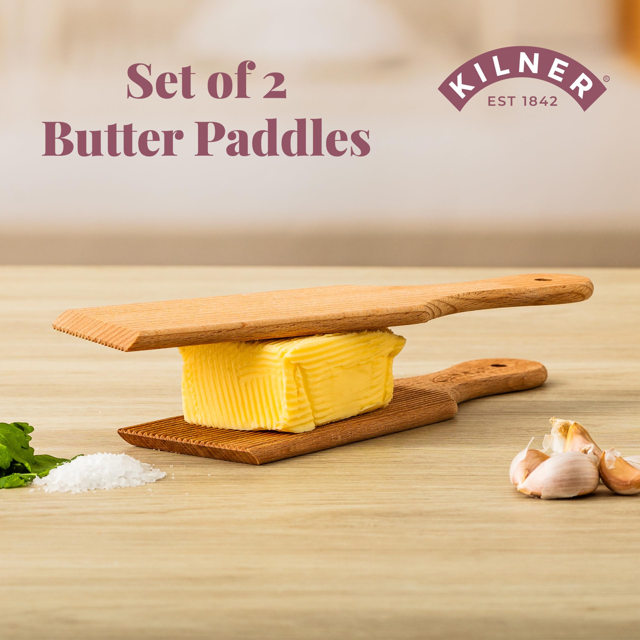kilner-beech-wood-butter-paddles-set-of-2-natural-wood-for-perfect-butter-shapin image 2