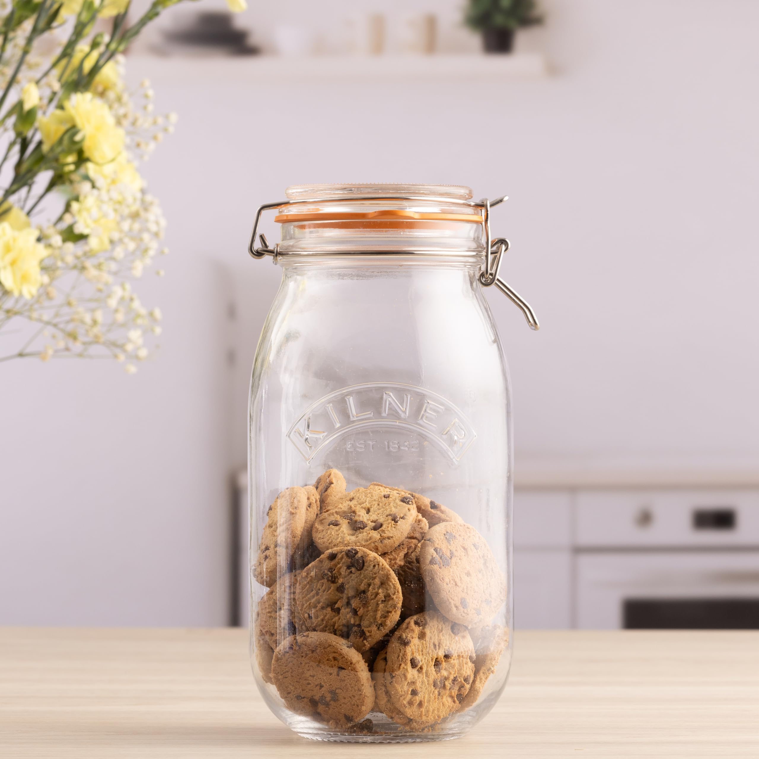 kilner-3l-swing-top-round-glass-jar-with-orange-rubber-seal image 2
