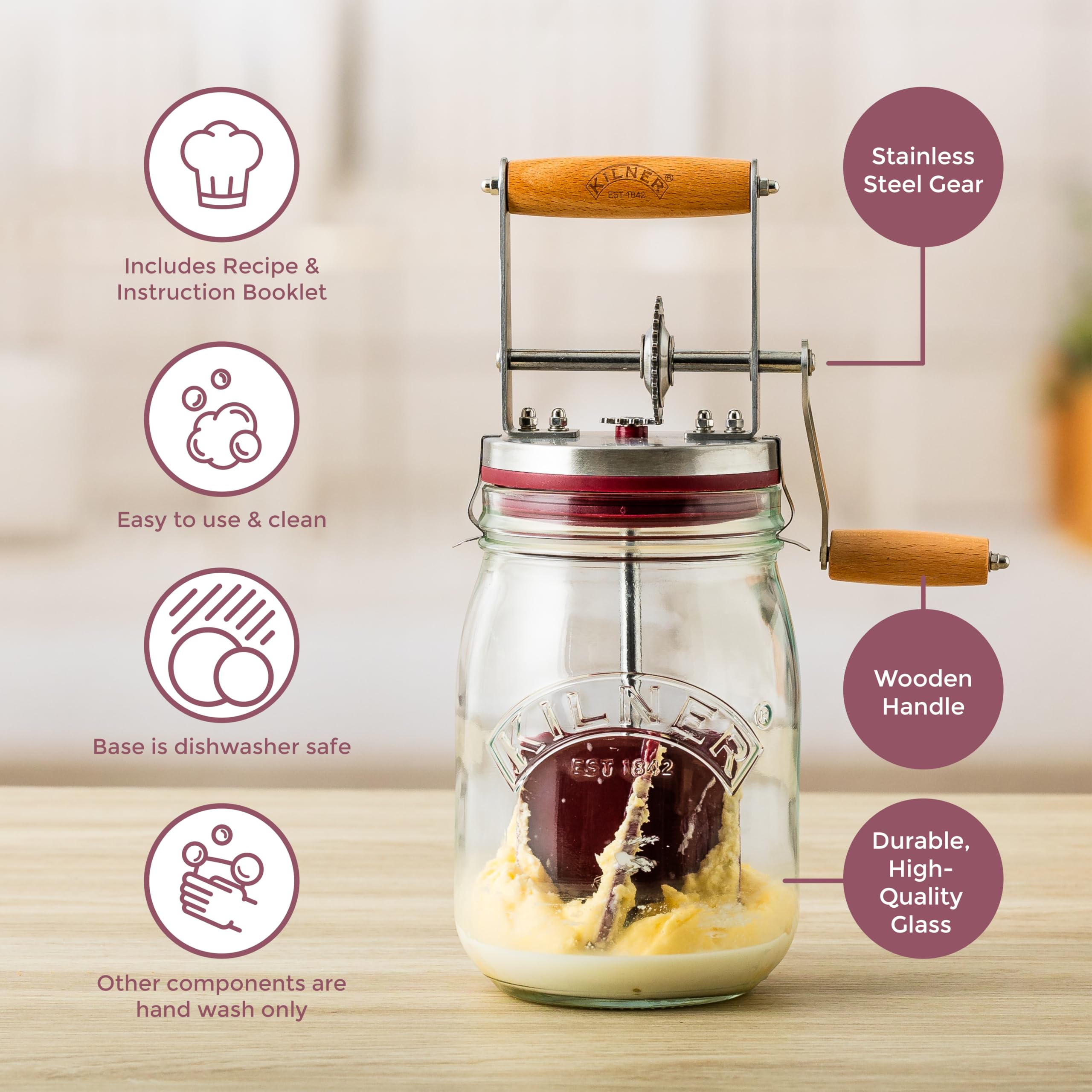 kilner-vintage-glass-butter-churn-34-fl-oz-capacity-makes-homemade-butter-in-10- image 3