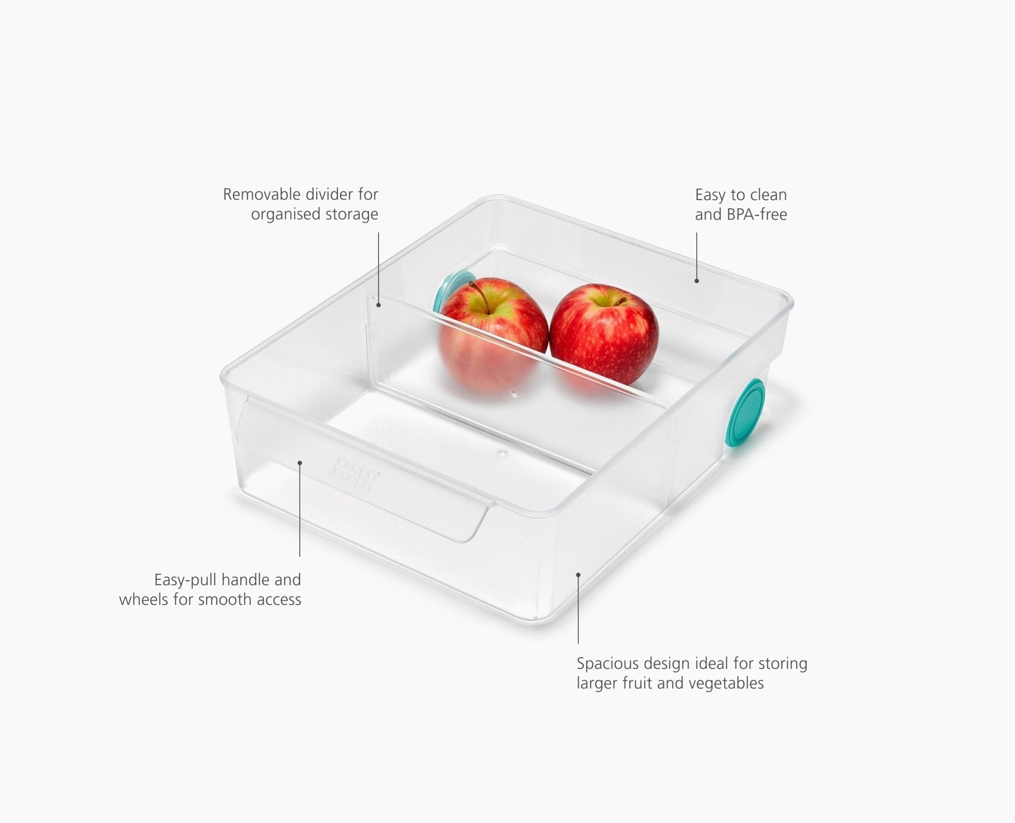 joseph-joseph-fridgestore-extra-large-storage-bin-with-divider-and-wheels image 6