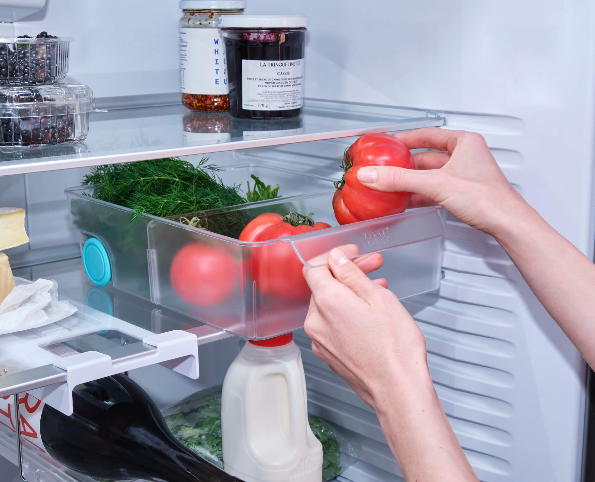 joseph-joseph-fridgestore-extra-large-storage-bin-with-divider-and-wheels image 3