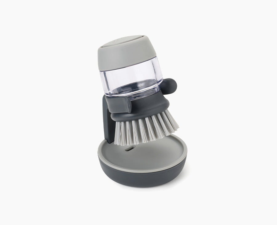 joseph-joseph-palm-scrub-grey-washing-up-brush-with-soap-dispenser image 1
