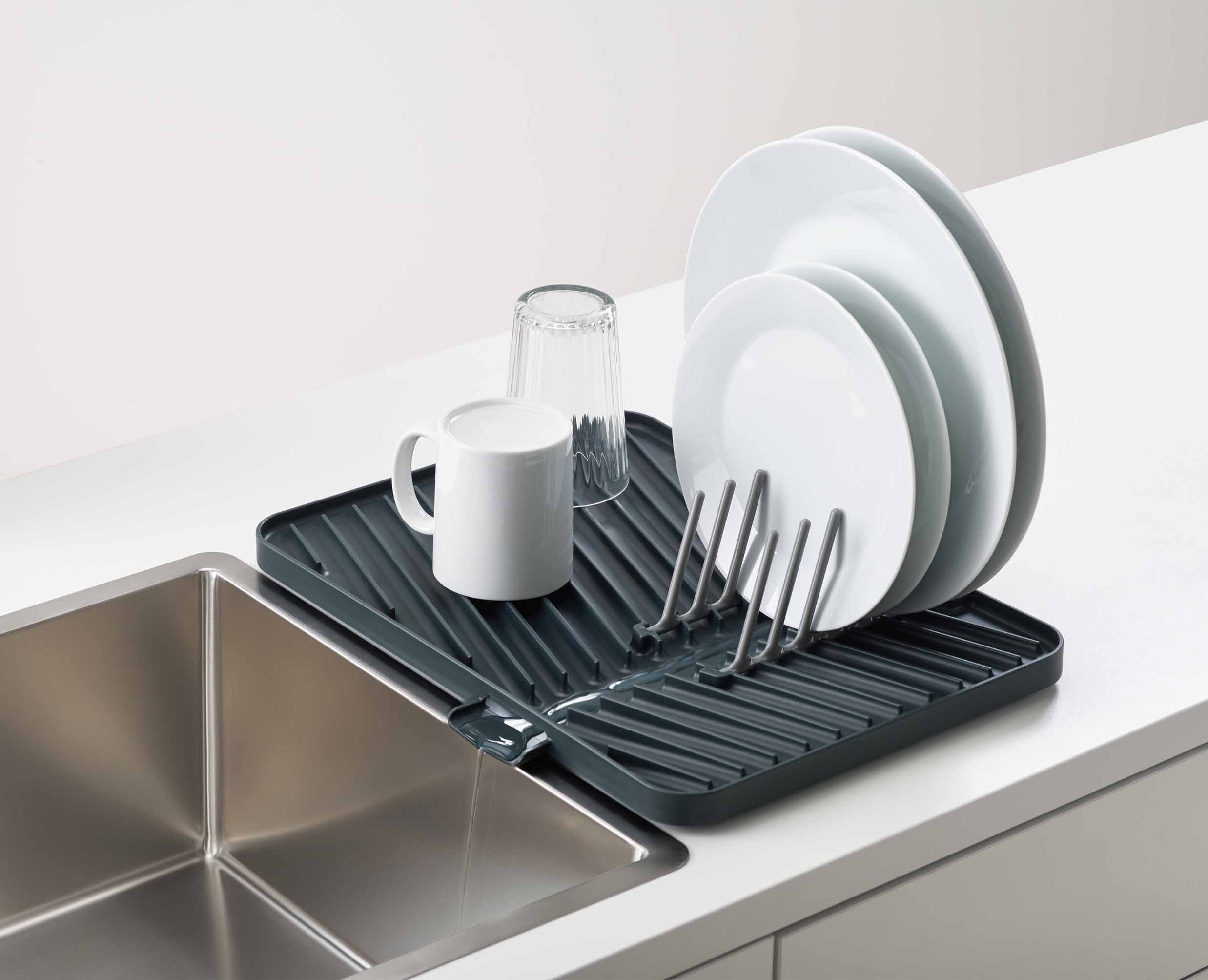 joseph-joseph-flip-up-grey-draining-board-space-saving-foldable-dish-drainer image 3