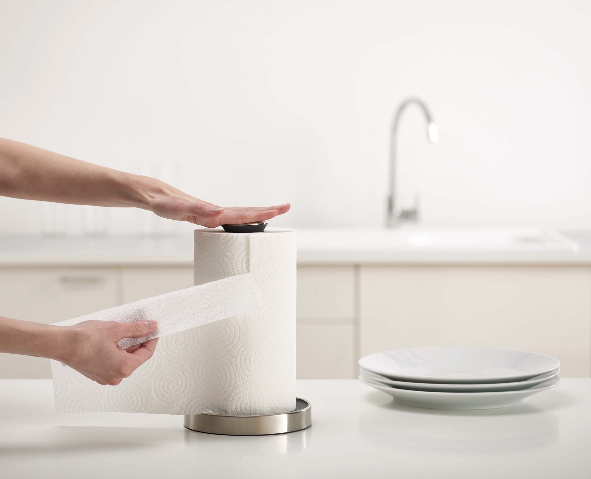 joseph-joseph-push-tear-grey-kitchen-roll-holder-push-to-lock-design-non-slip-ba image 3