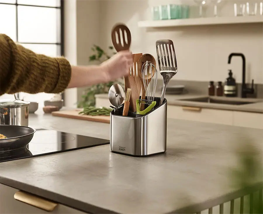 joseph-joseph-surface-tiered-stainless-steel-utensil-pot-organizer-with-dividers image 2