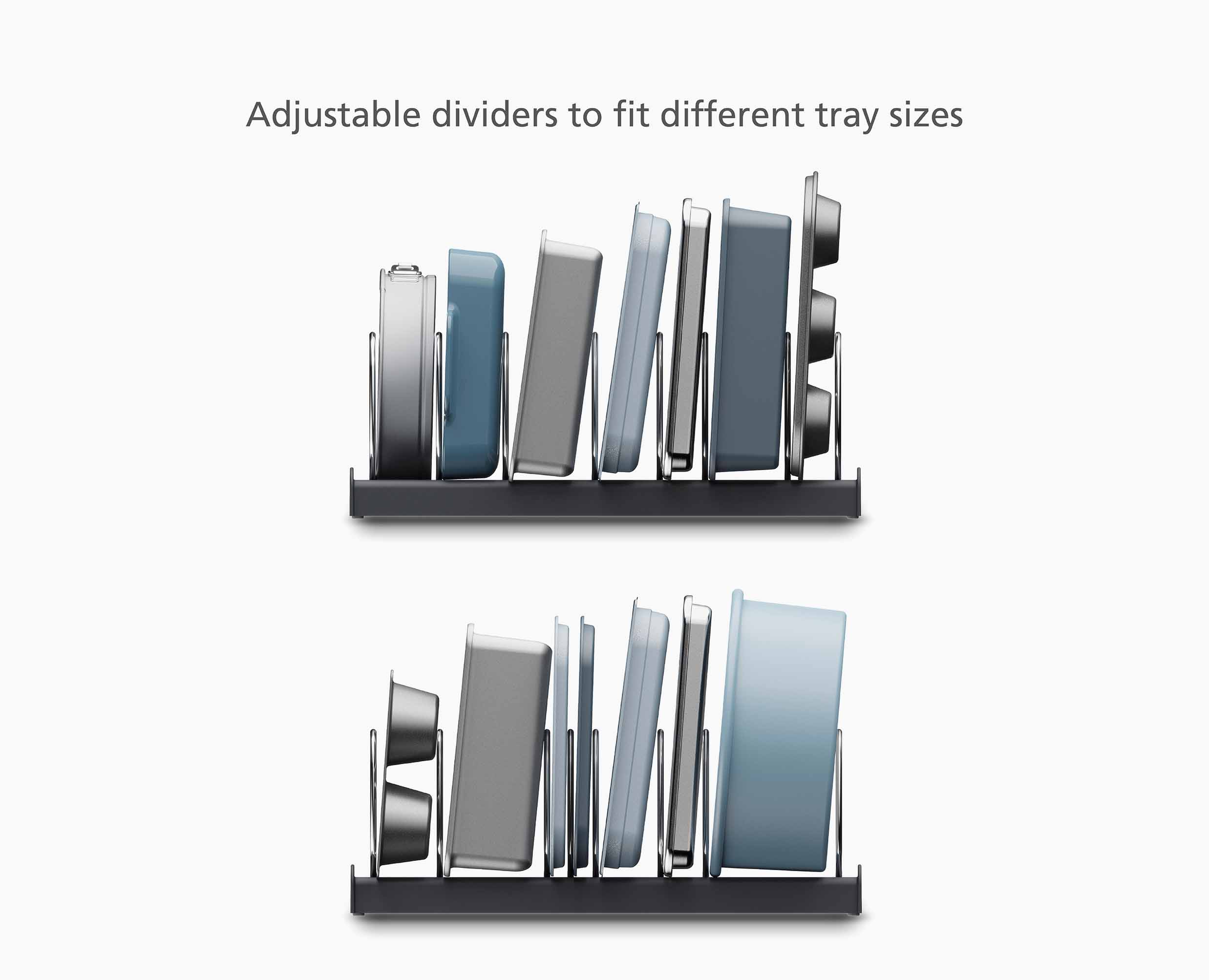 joseph-joseph-drawerstore-grey-baking-tray-organiser-with-8-adjustable-dividers image 6
