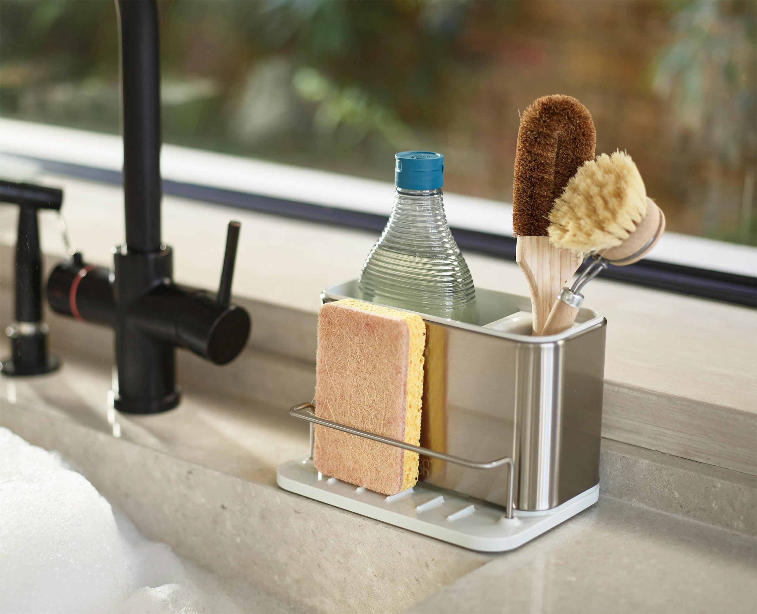 joseph-joseph-2-piece-stone-drainer-sink-organisation-set-expandable-dish-draine image 5