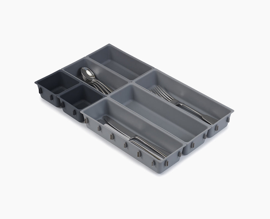 joseph-joseph-blox-7-piece-grey-drawer-organiser-set-modular-design image 1