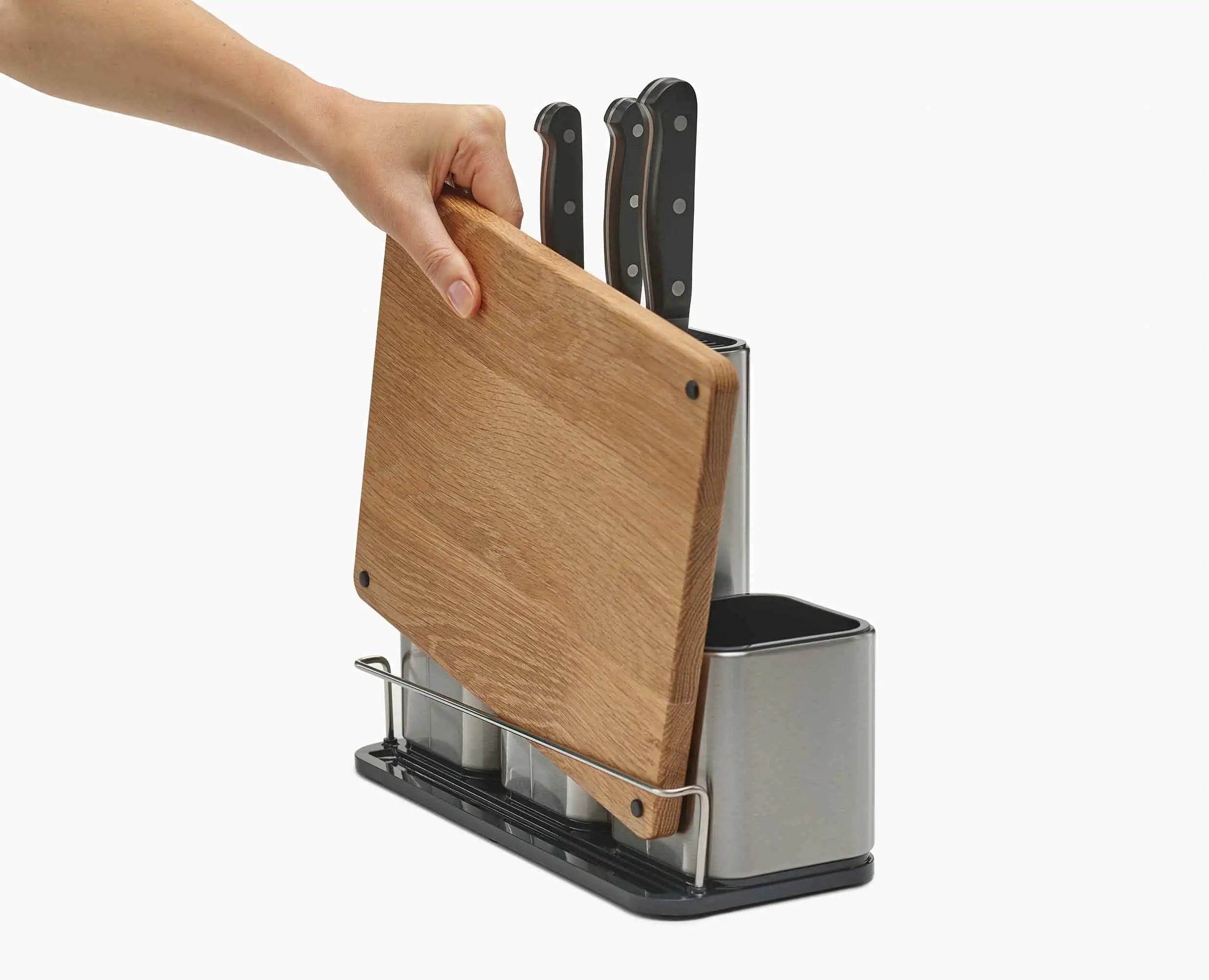 joseph-joseph-counterstore-stainless-steel-worktop-organiser-with-oak-board image 7
