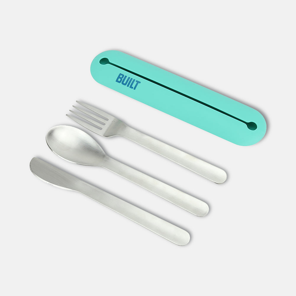 built-silicone-utensil-case-with-stainless-steel-utensils-4-piece-set image 1
