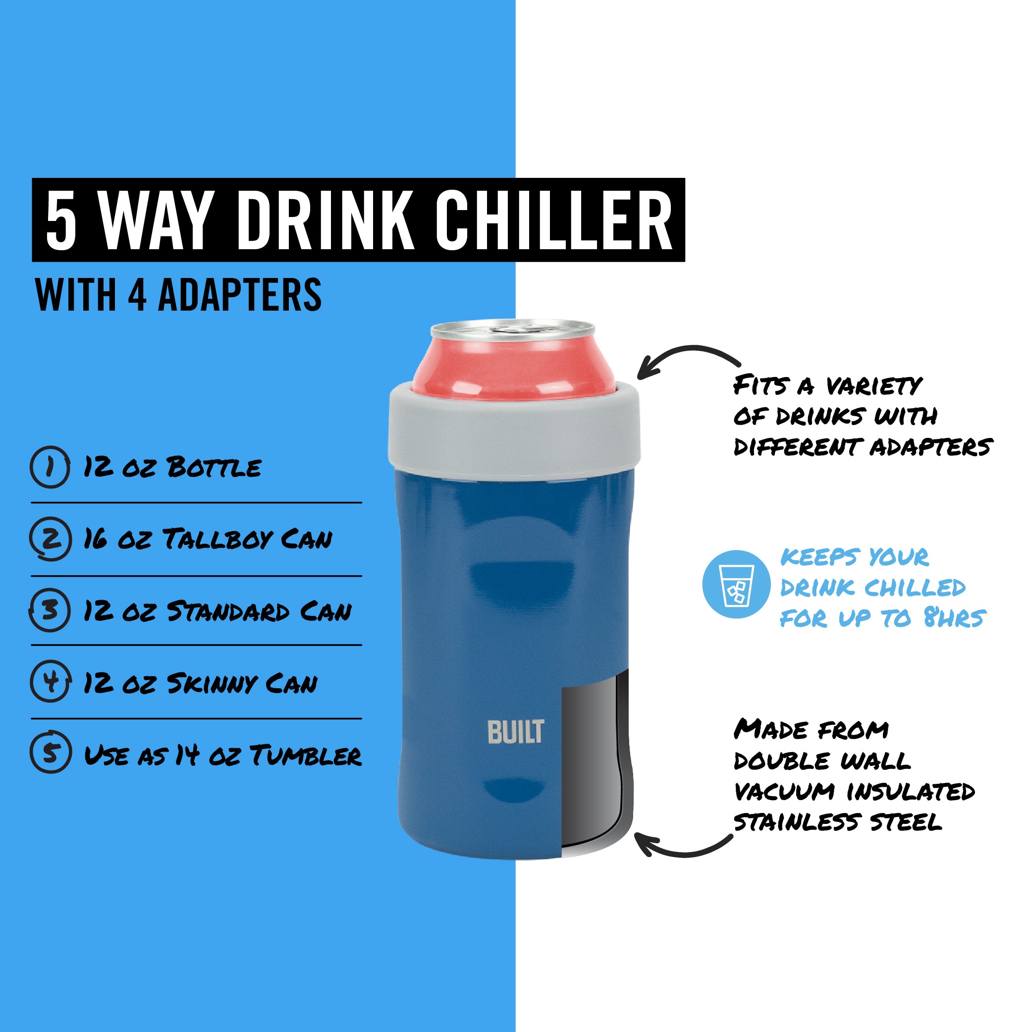 built-5-way-drink-chiller-set-of-2-multi-size-insulated-stainless-steel-cooler image 4