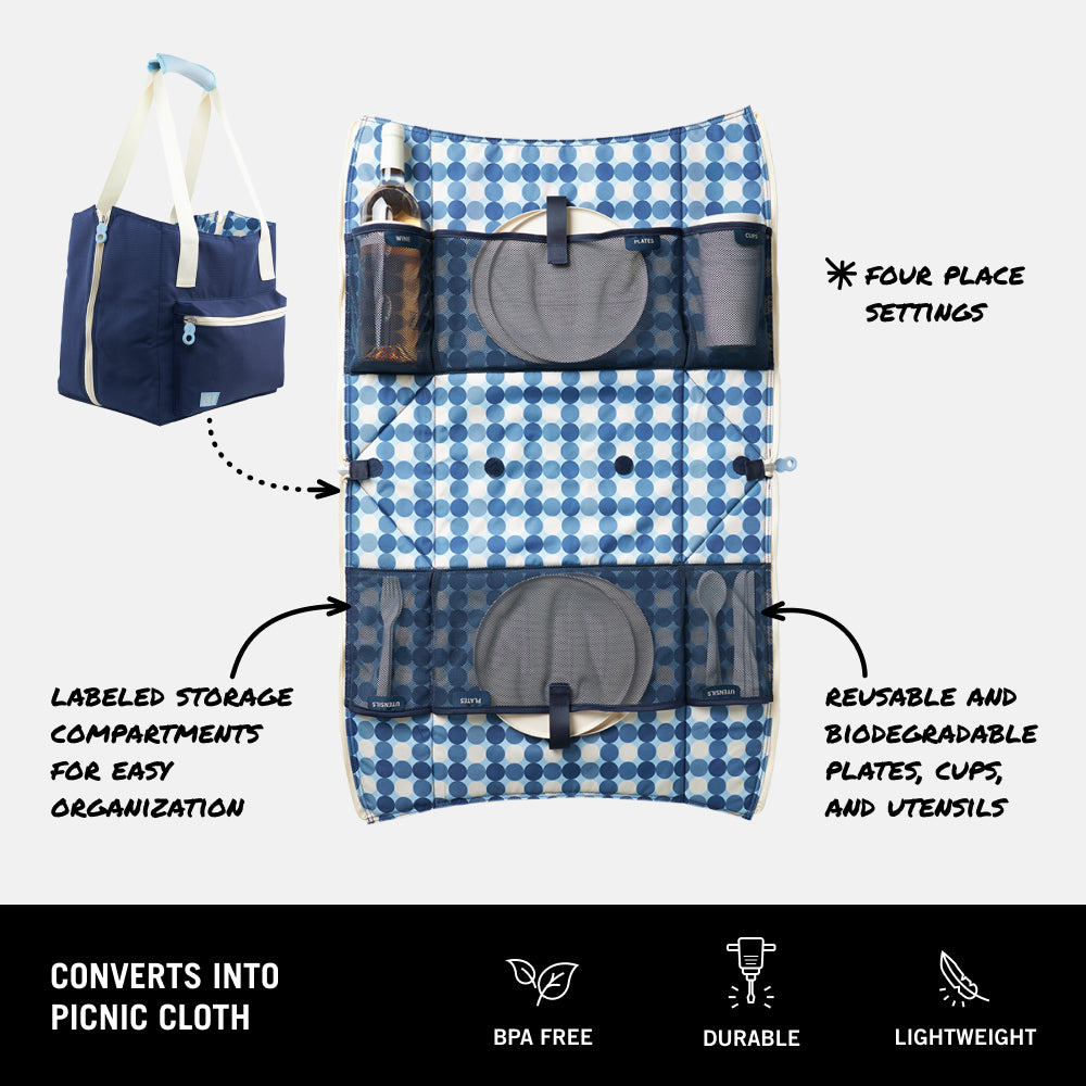 built-convertible-picnic-tote-4-person-set-with-reusable-tableware-and-picnic-bl image 6