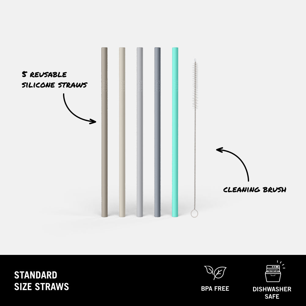 built-silicone-straw-set-with-cleaner-5-reusable-bpa-free-silicone-straws-cleani image 5