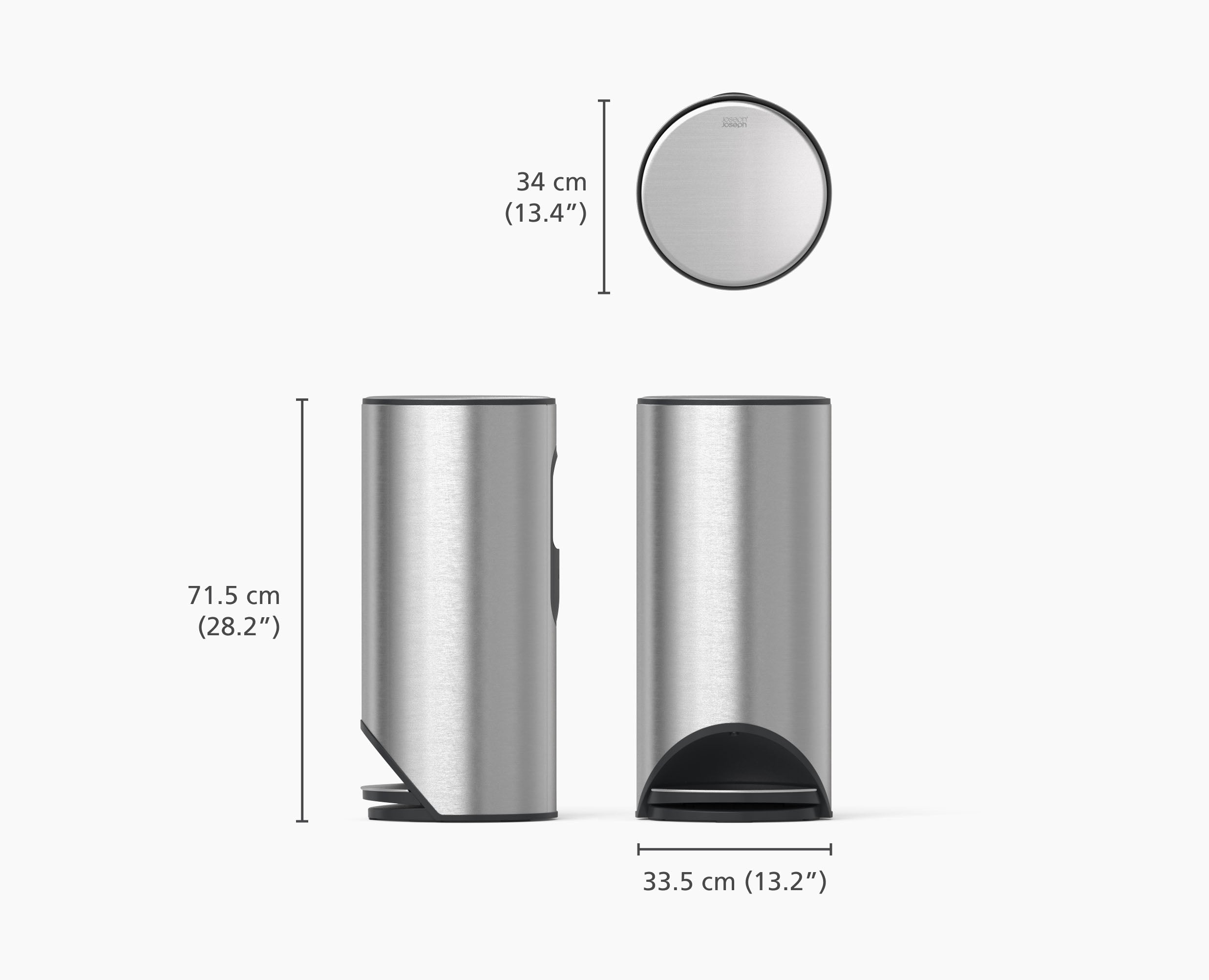 joseph-joseph-arc-30l-easy-push-stainless-steel-pedal-bin-hands-free-space-savin image 5