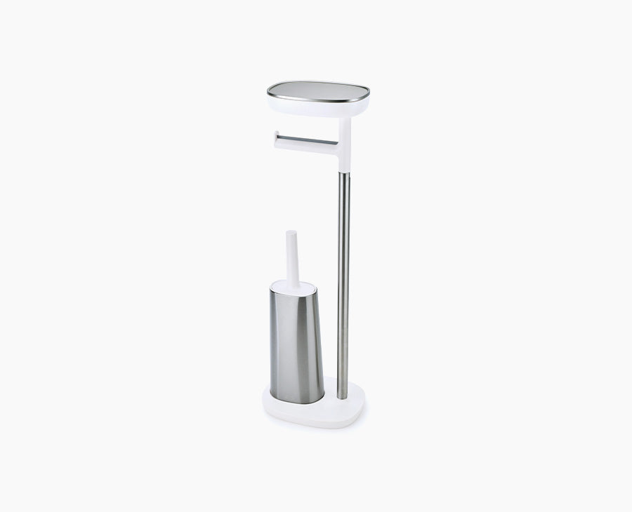 joseph-joseph-easystore-plus-stainless-steel-toilet-roll-holder-with-toilet-brus image 1