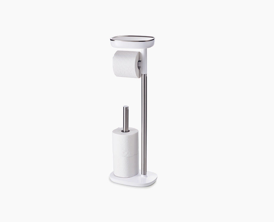 joseph-joseph-easystore-stainless-steel-toilet-roll-holder-with-shelf-and-base-s image 1
