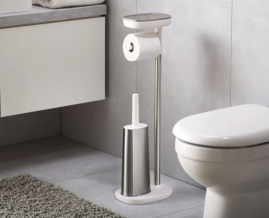 joseph-joseph-easystore-plus-stainless-steel-toilet-roll-holder-with-toilet-brus image 2