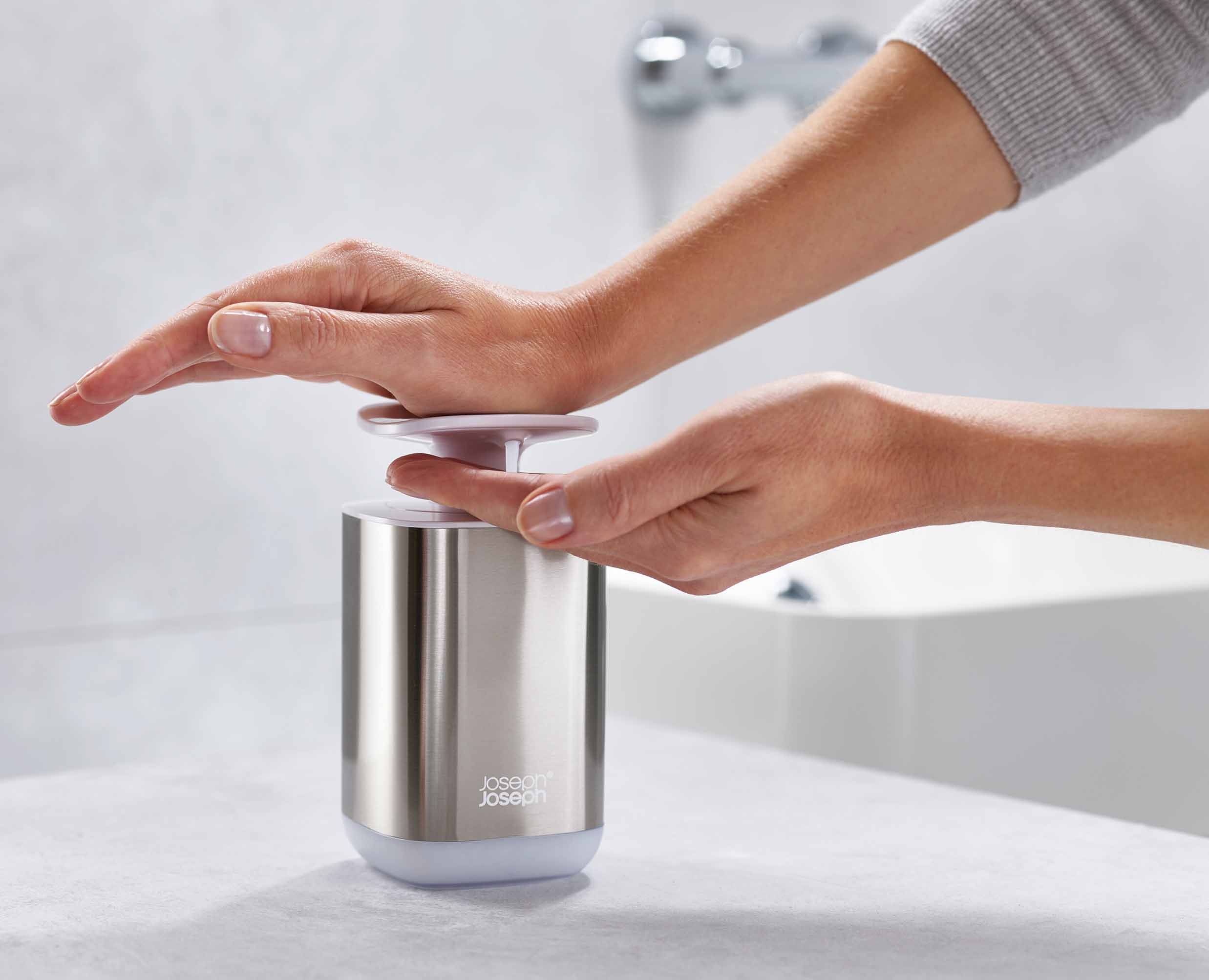 joseph-joseph-presto-stainless-steel-hygienic-soap-dispenser-with-pump-350ml image 3