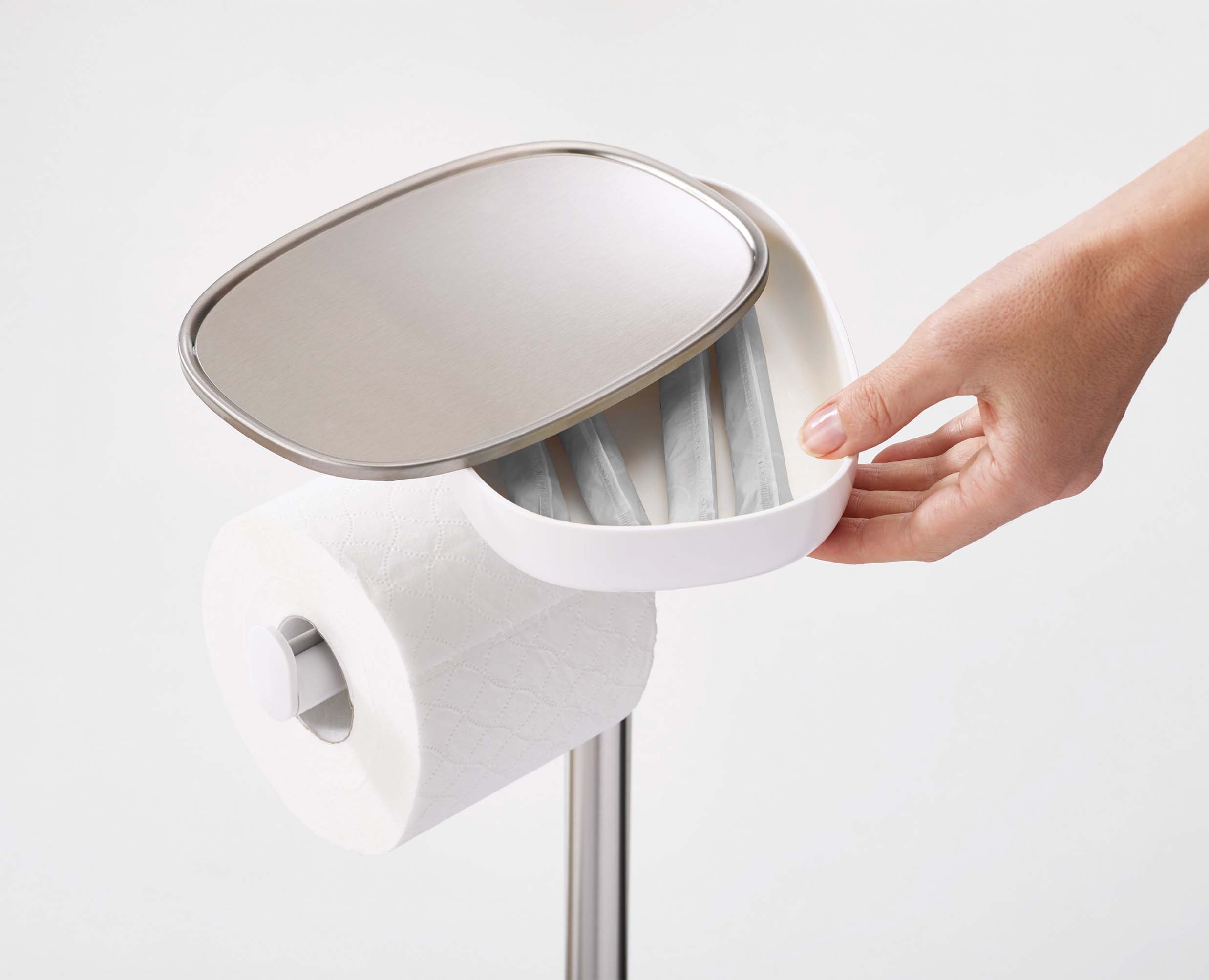 joseph-joseph-easystore-stainless-steel-toilet-roll-holder-with-shelf-and-base-s image 4