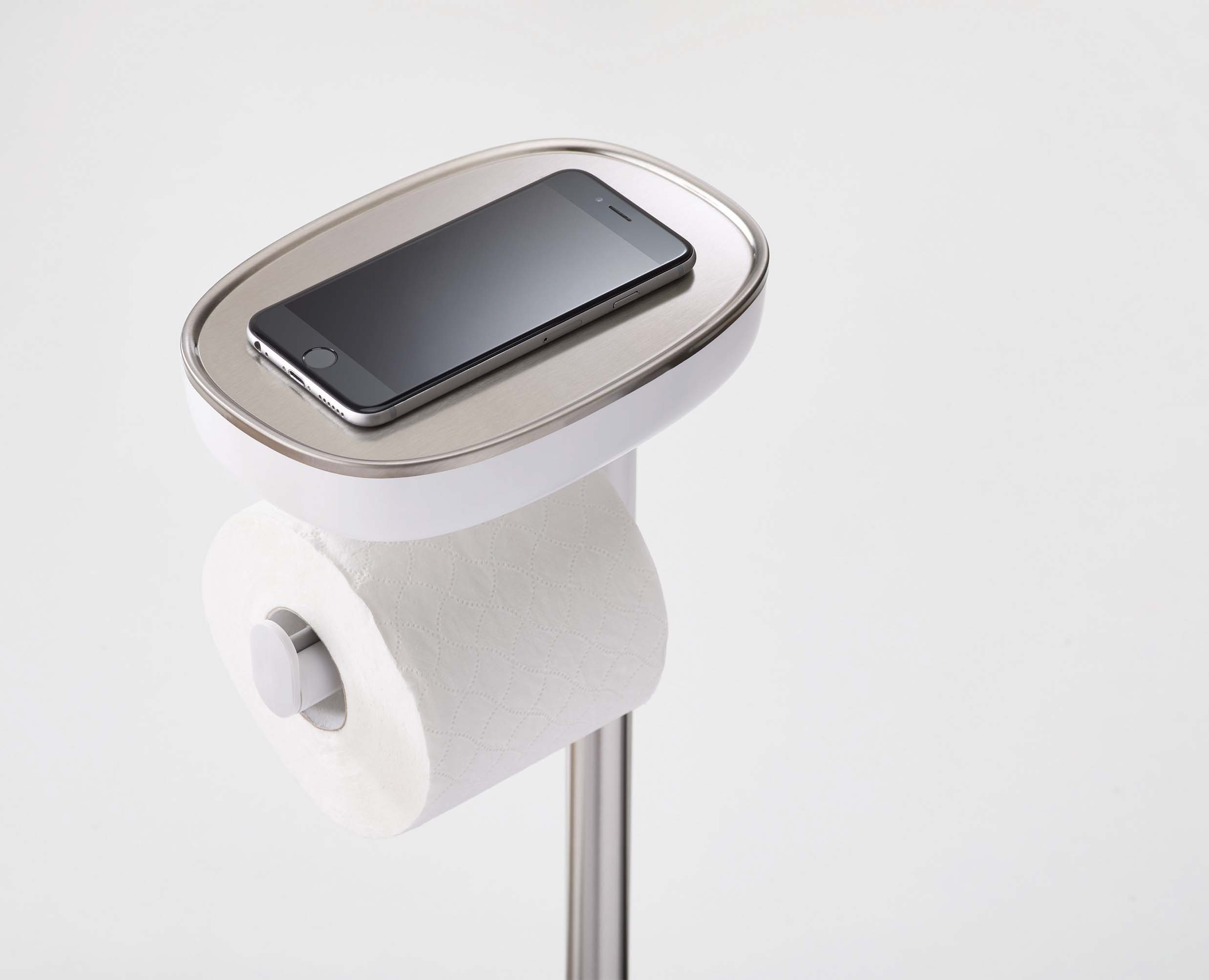 joseph-joseph-easystore-stainless-steel-toilet-roll-holder-with-shelf-and-base-s image 5