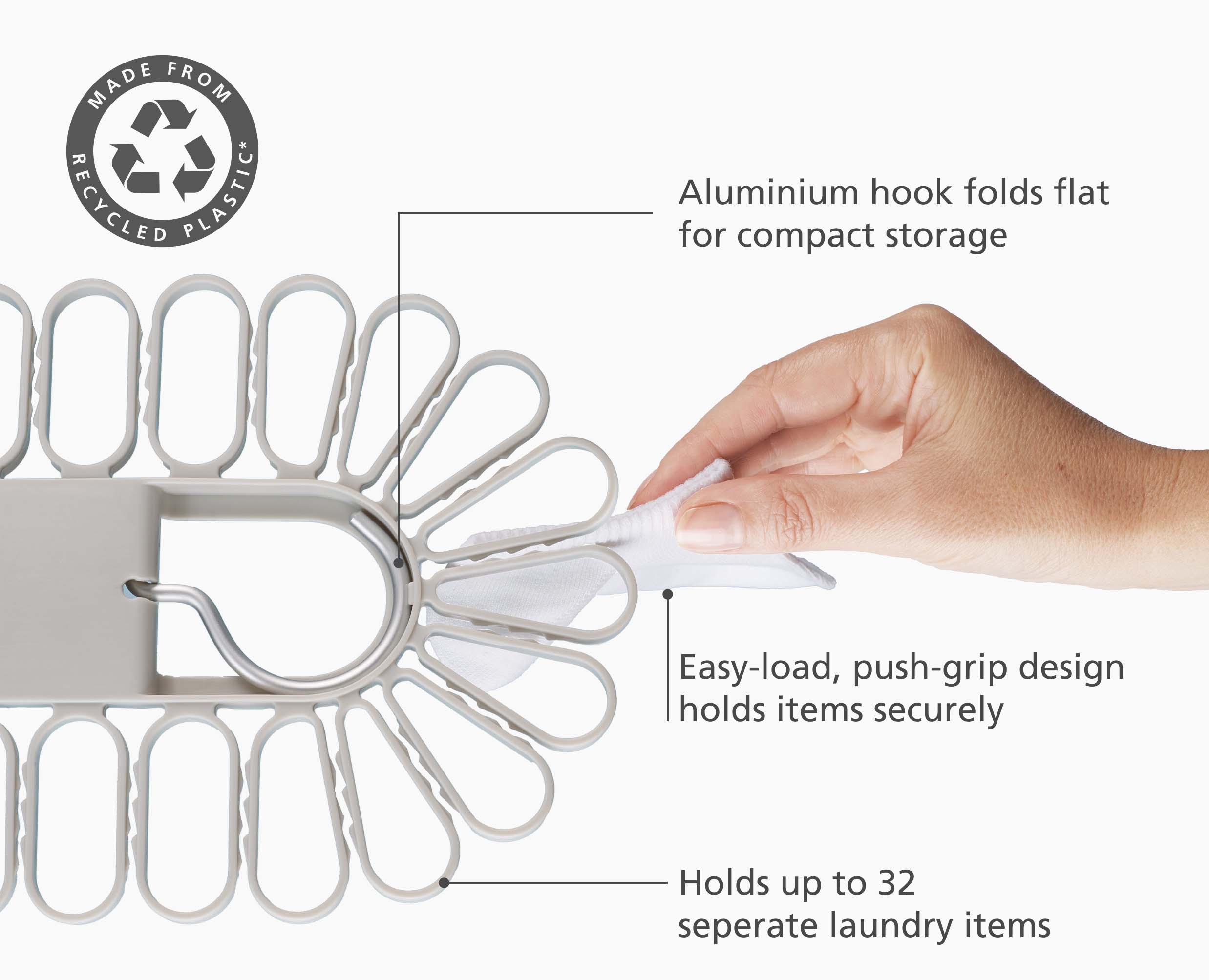 joseph-joseph-petal-32-piece-quick-grip-ecru-drying-hanger image 4